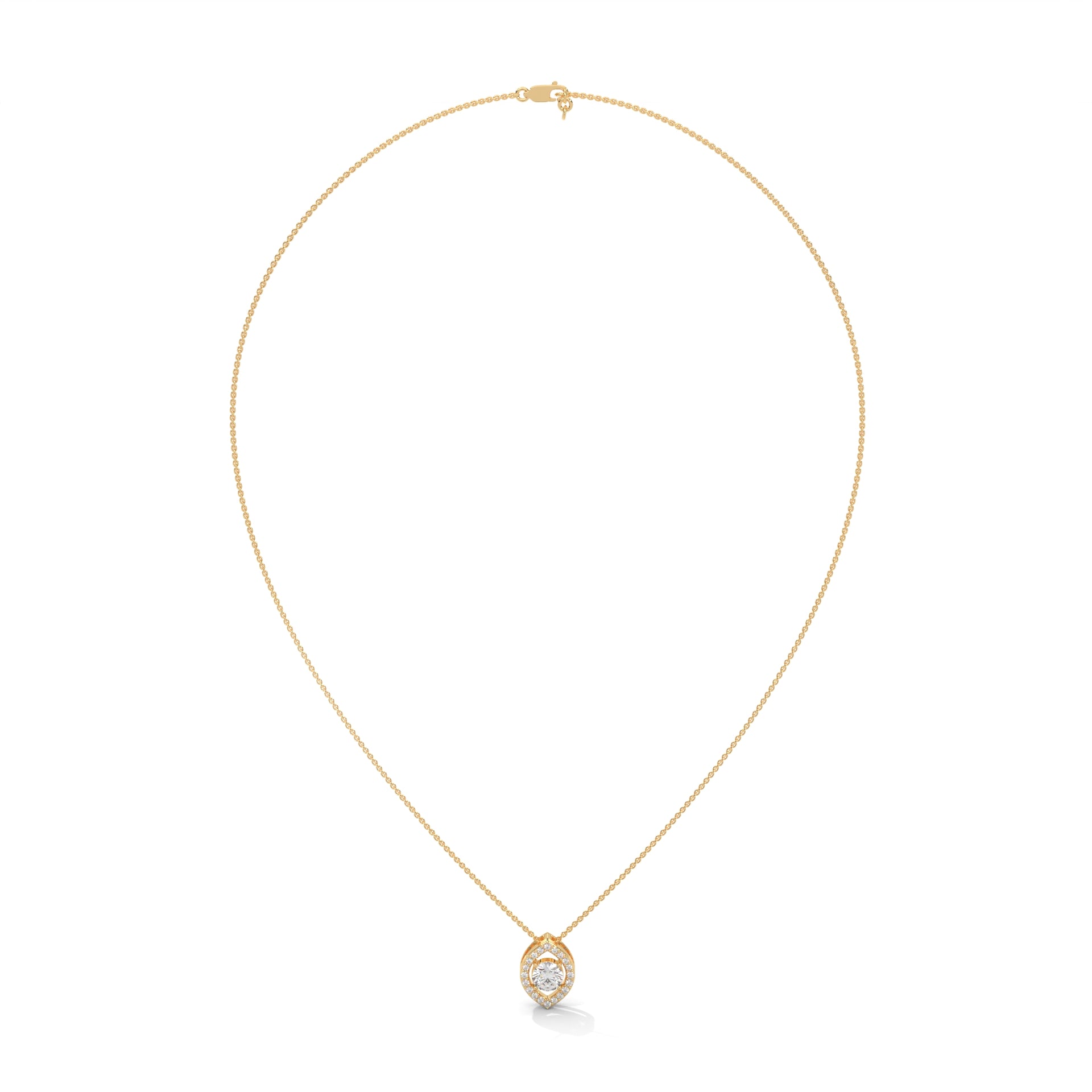 Ethereal Glow: Gold Floating Halo Diamond Pendant Necklace| 0.64 CTW