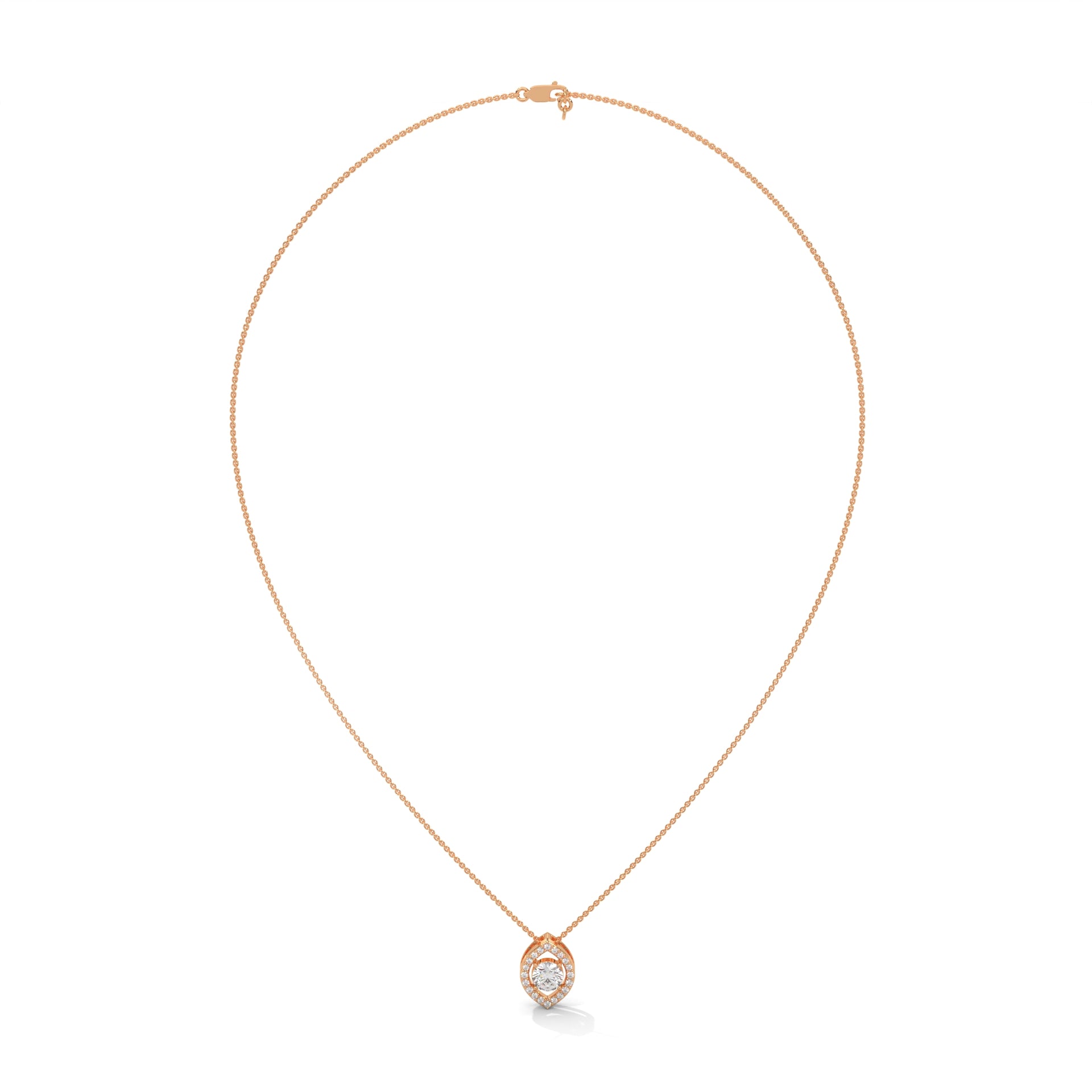 Ethereal Glow: Gold Floating Halo Diamond Pendant Necklace| 0.64 CTW