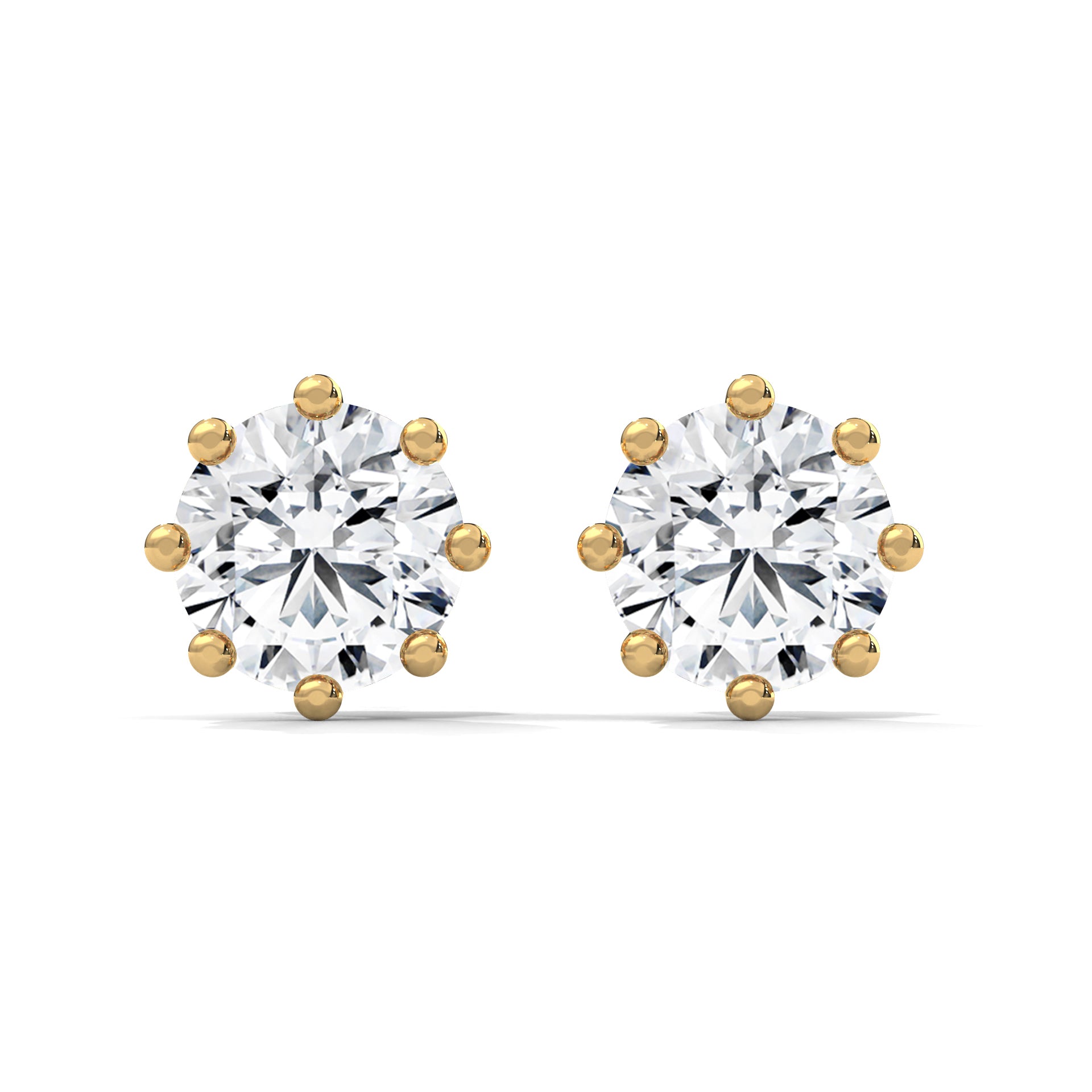 Elegant 8-Prong Round-Cut 14K Gold Stud Earrings| IGI Certified