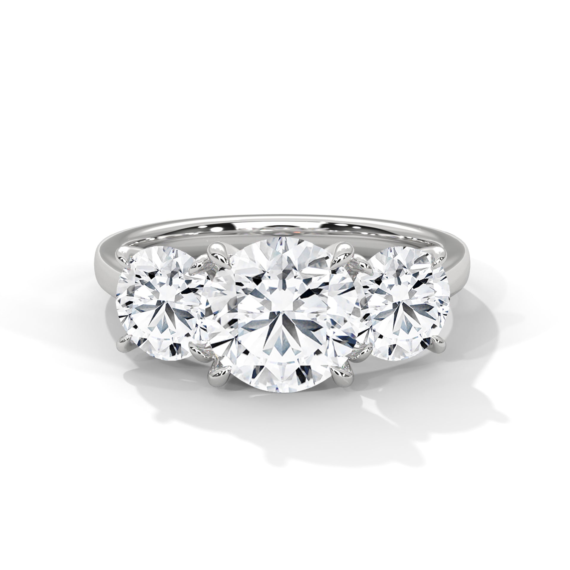 Pave 1.5ct Round Lab-Grown Diamond Three-Stone Engagement Ring | 3 CTW