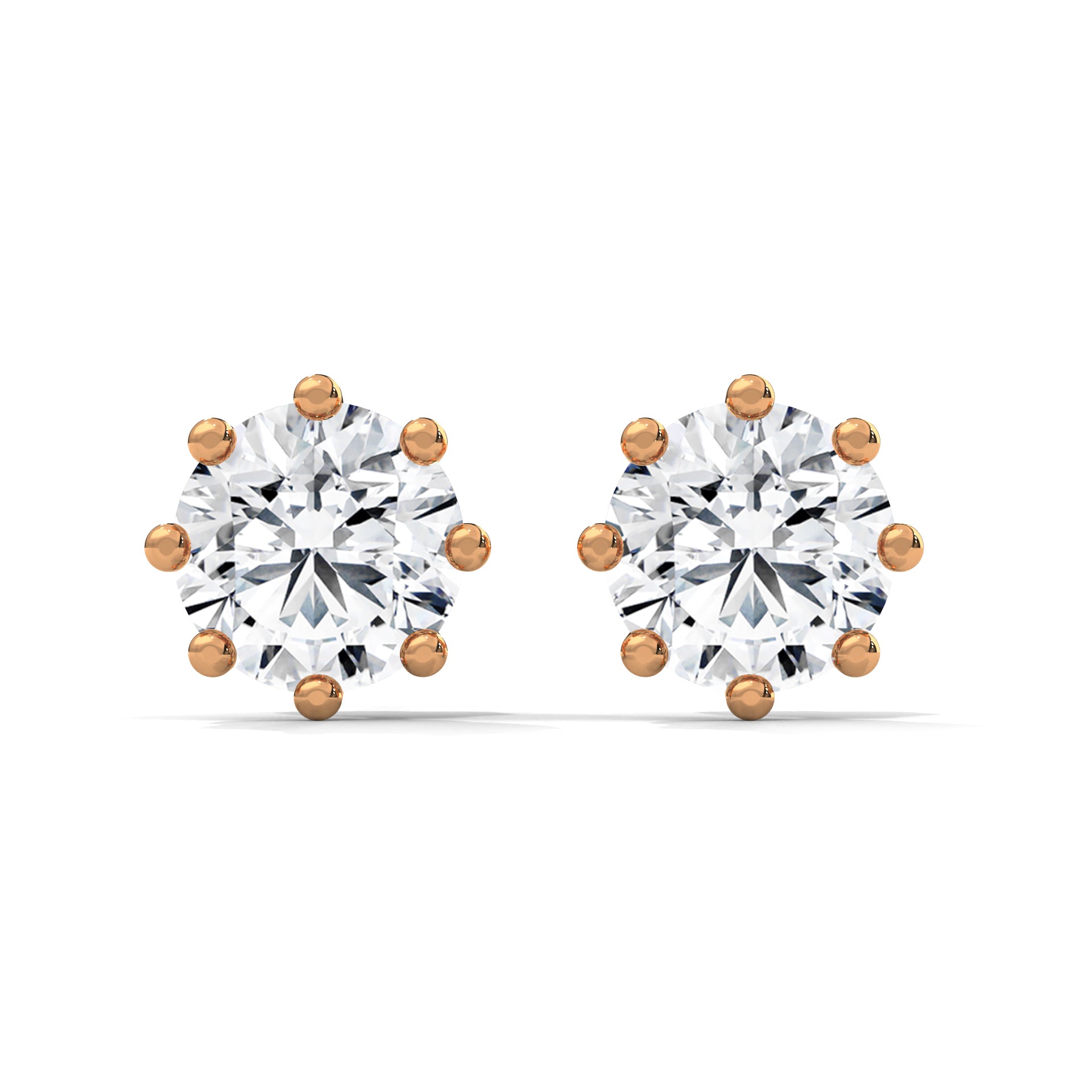 Elegant 8-Prong Round-Cut 14K Gold Stud Earrings| IGI Certified