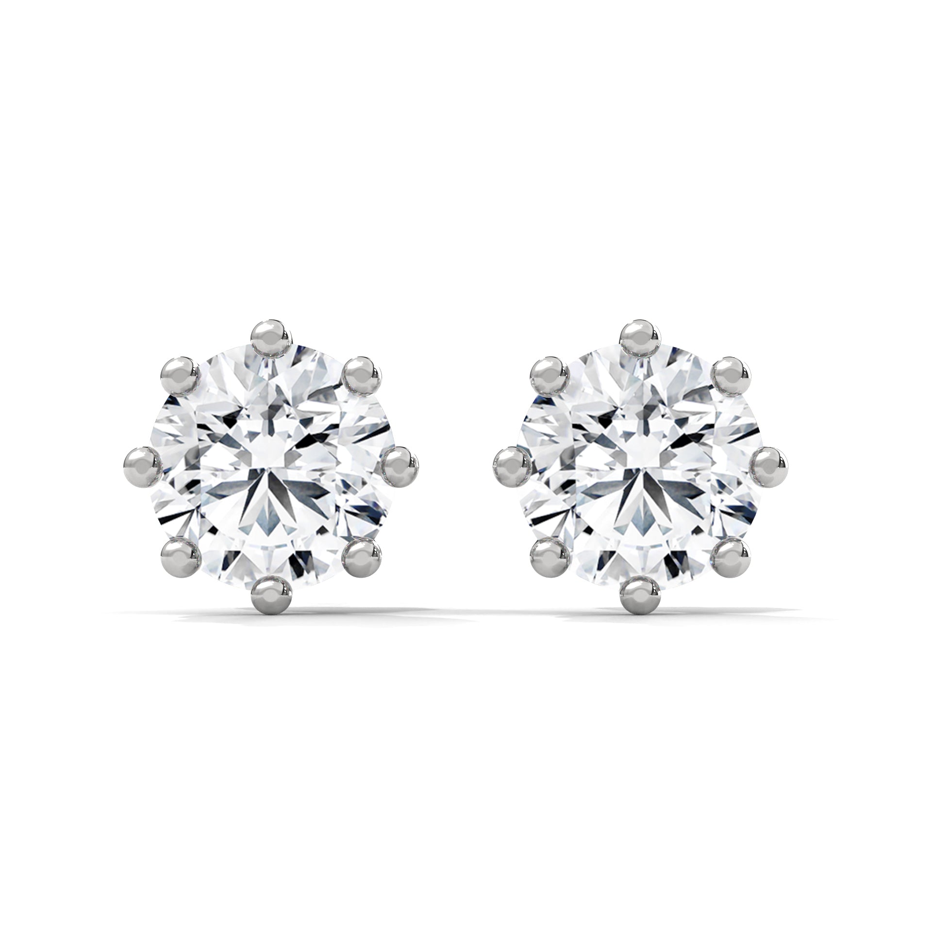 Elegant 8-Prong Round-Cut 14K Gold Stud Earrings| IGI Certified