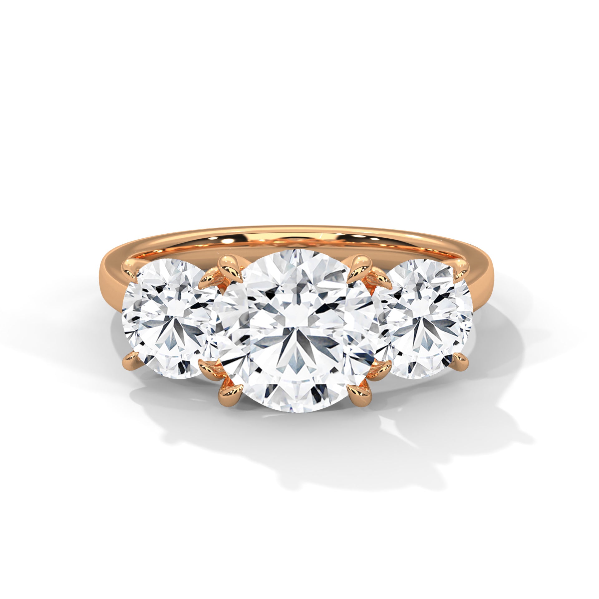 Pave 1.5ct Round Lab-Grown Diamond Three-Stone Engagement Ring | 3 CTW