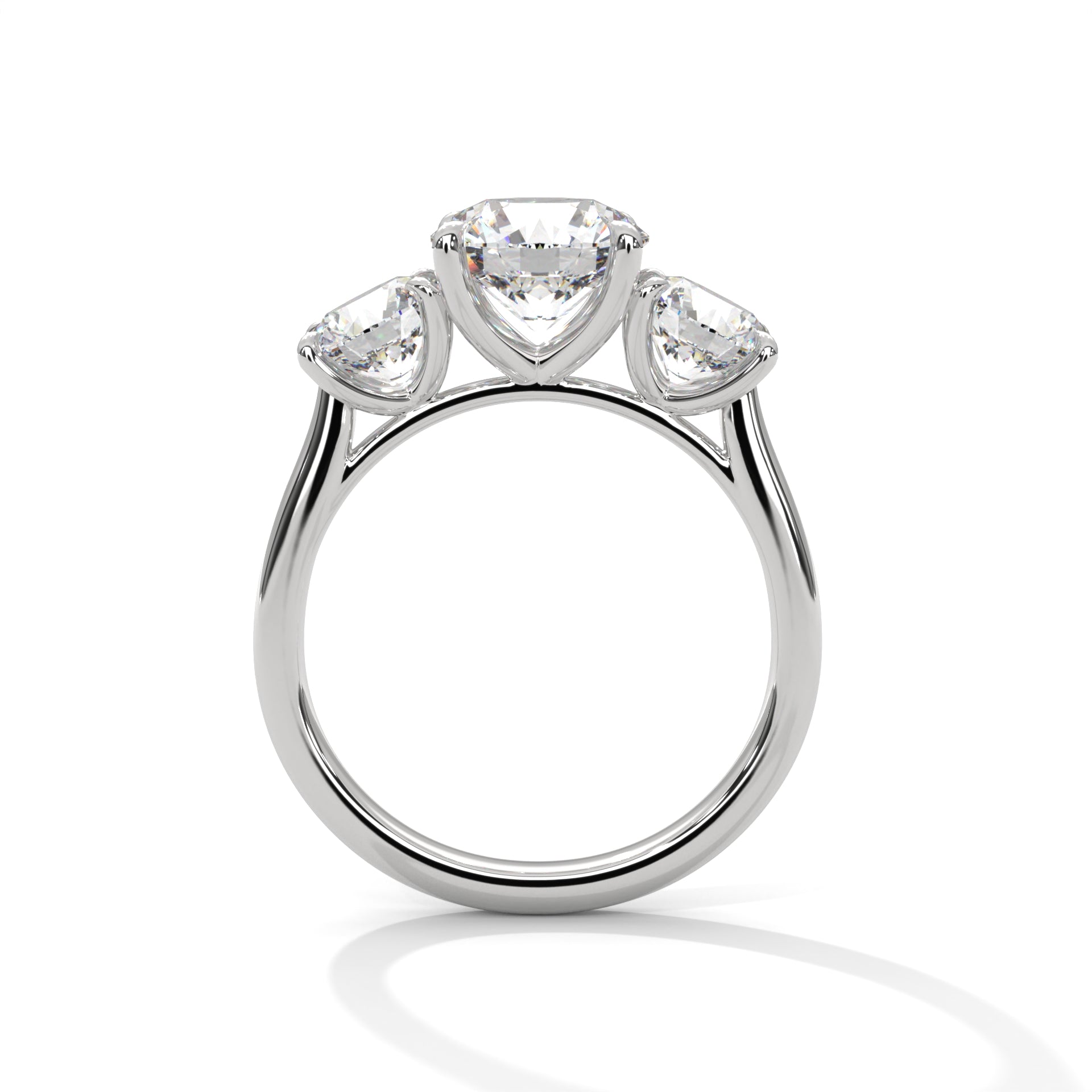 Pave 1.5ct Round Lab-Grown Diamond Three-Stone Engagement Ring | 3 CTW