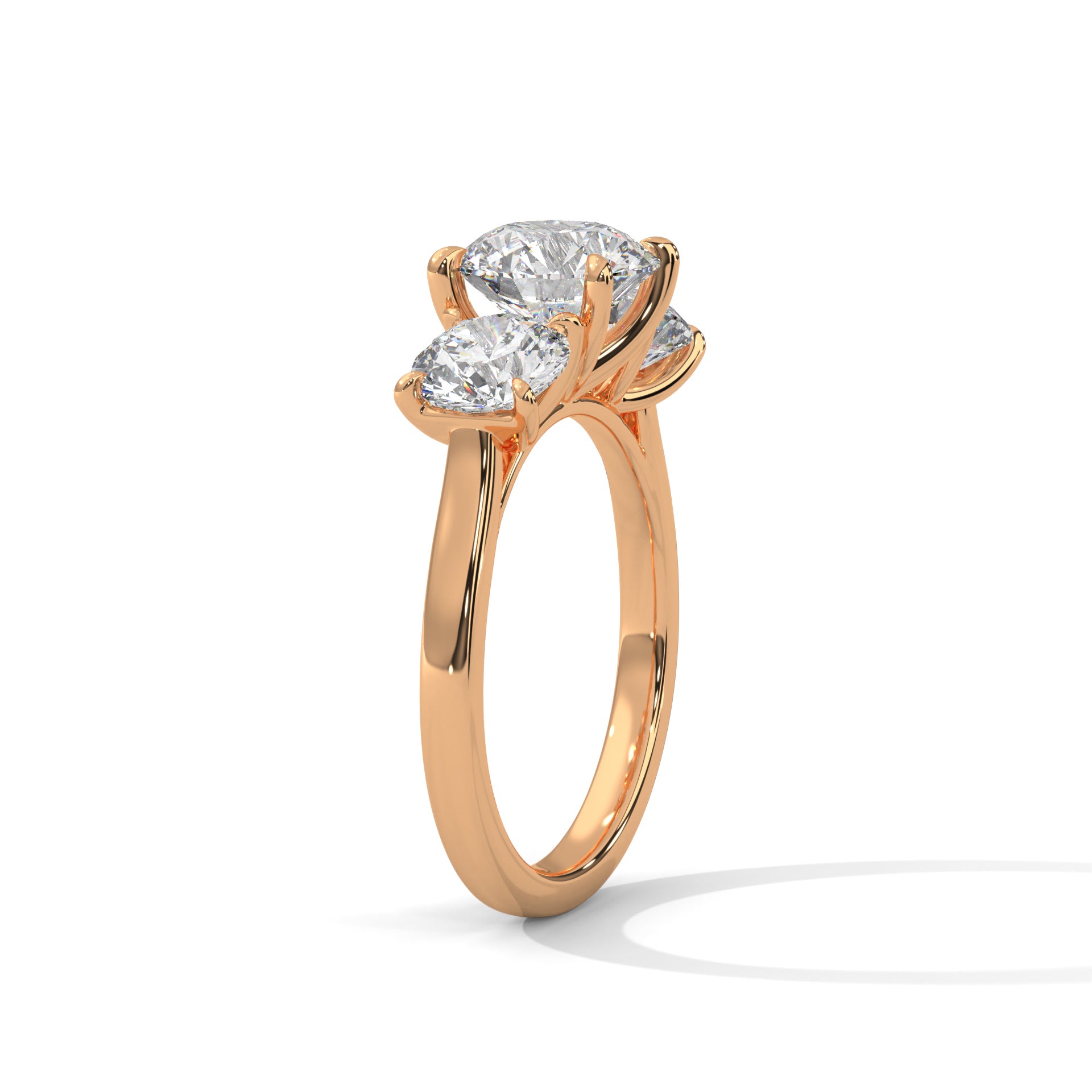 Pave 1.5ct Round Lab-Grown Diamond Three-Stone Engagement Ring | 3 CTW