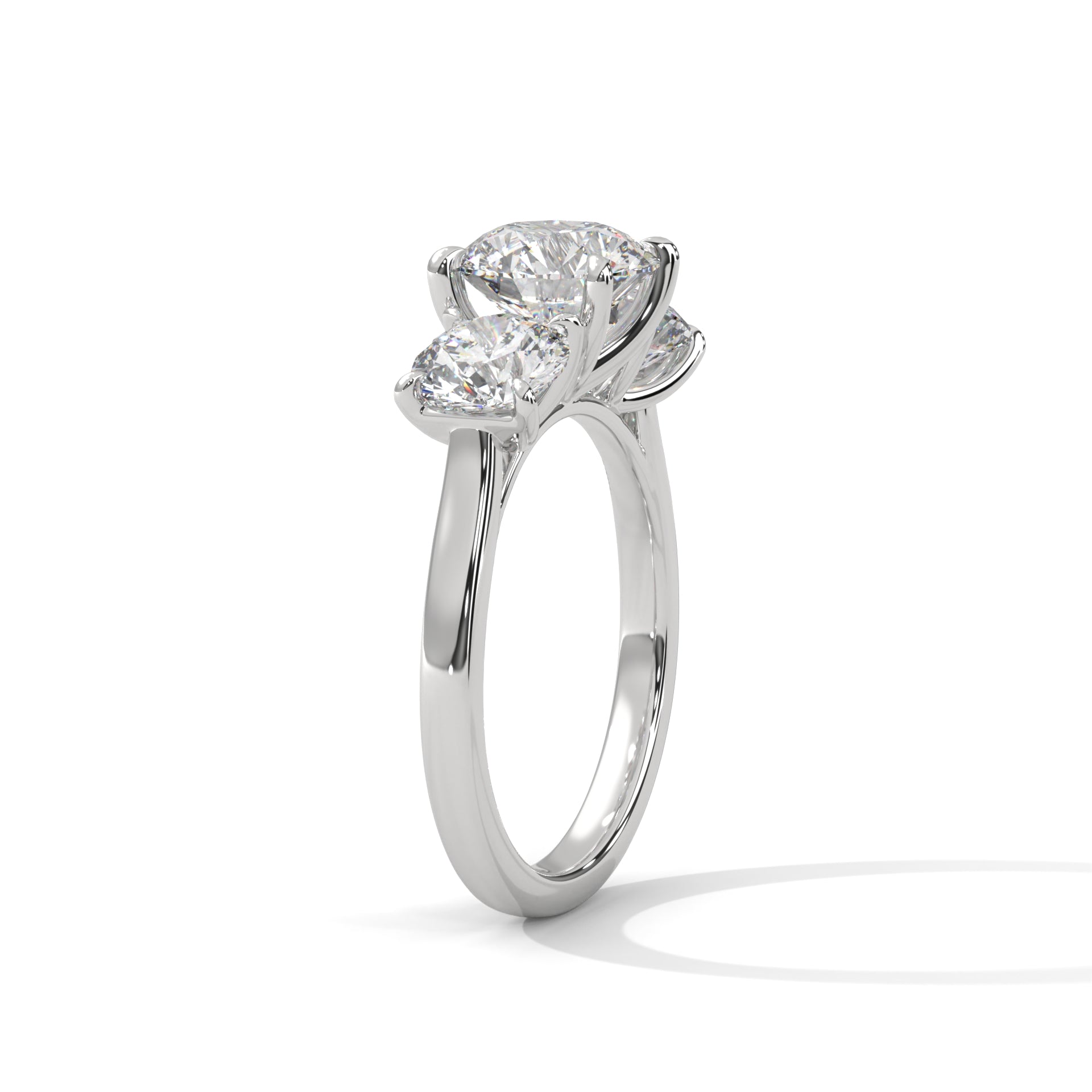 Pave 1.5ct Round Lab-Grown Diamond Three-Stone Engagement Ring | 3 CTW
