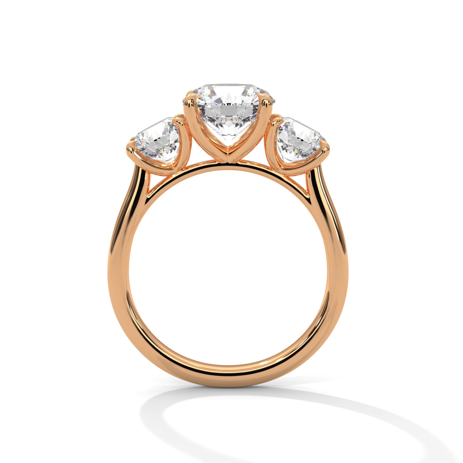 Pave 1.5ct Round Lab-Grown Diamond Three-Stone Engagement Ring | 3 CTW