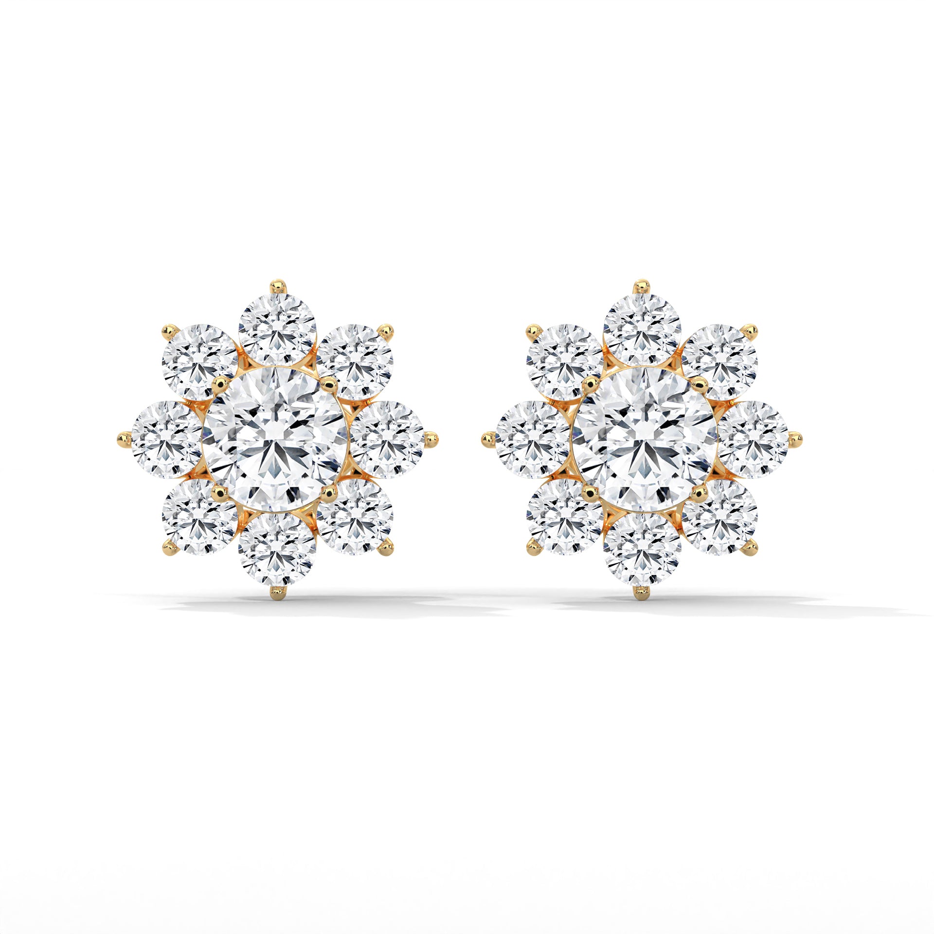 Floral Diamond Cluster 14k &18k Gold Earrings | 2.92 CTW