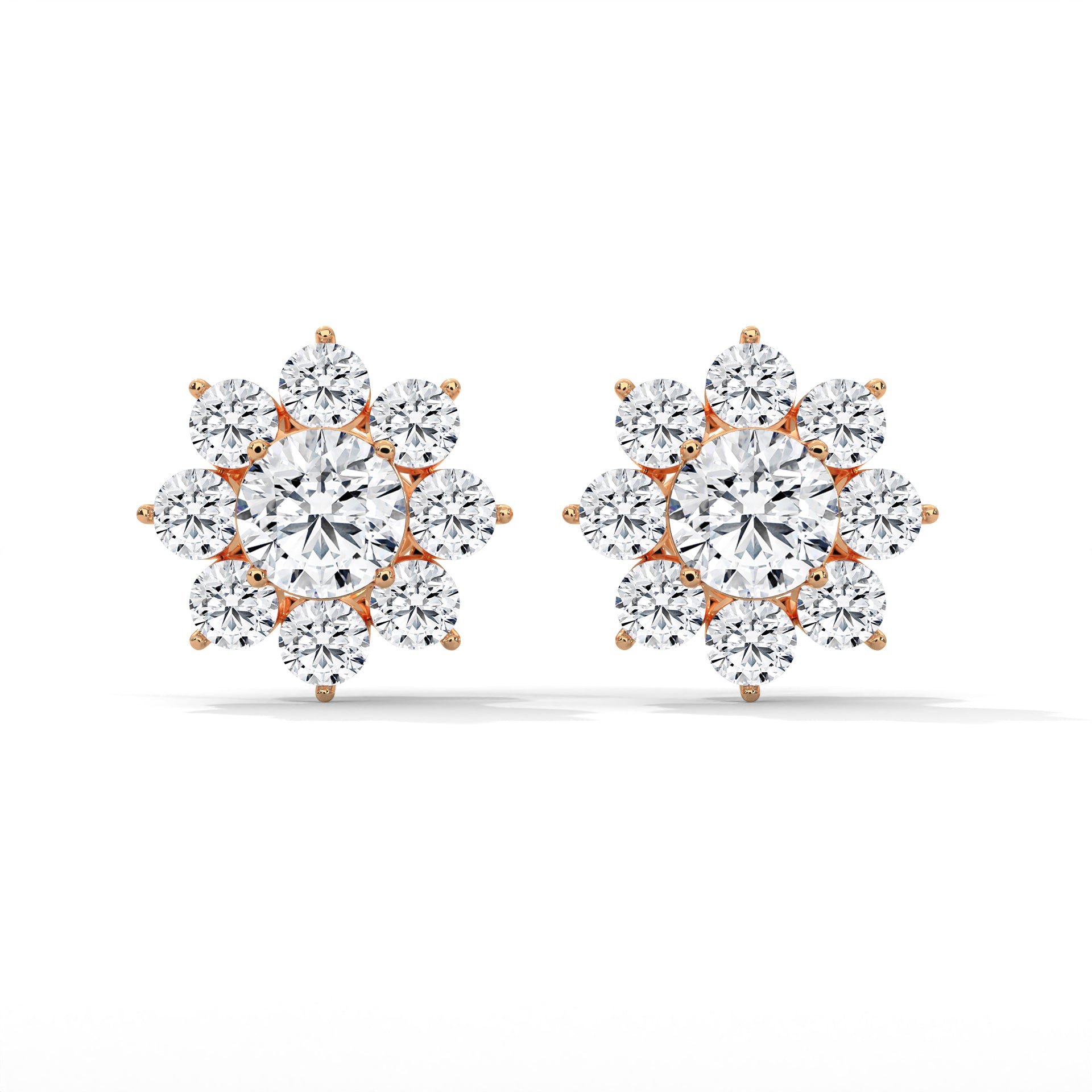 Floral Diamond Cluster 14k &18k Gold Earrings | 2.92 CTW