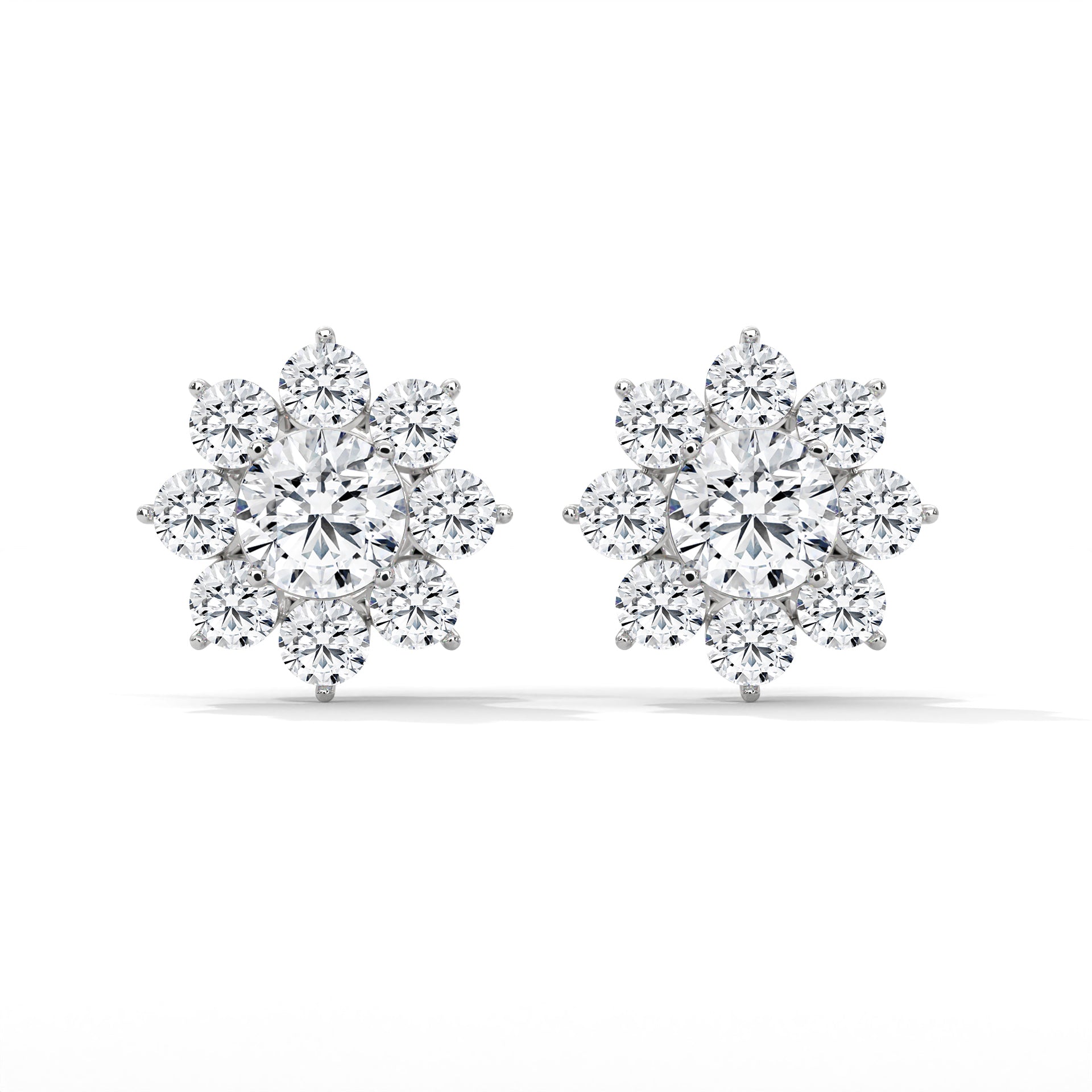Floral Diamond Cluster 14k &18k Gold Earrings | 2.92 CTW
