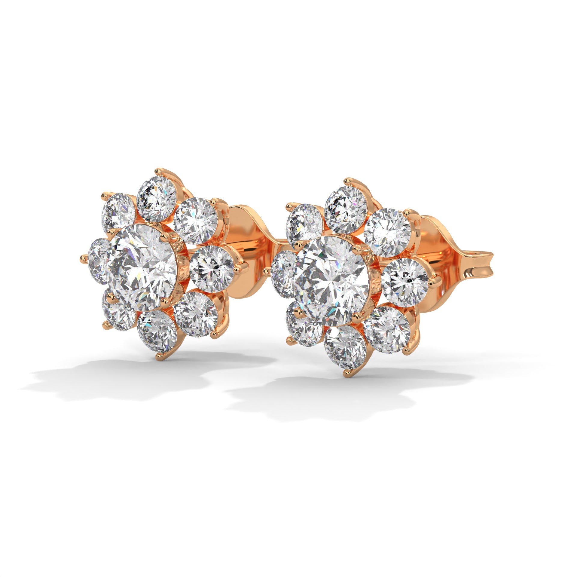 Floral Diamond Cluster 14k &18k Gold Earrings | 2.92 CTW