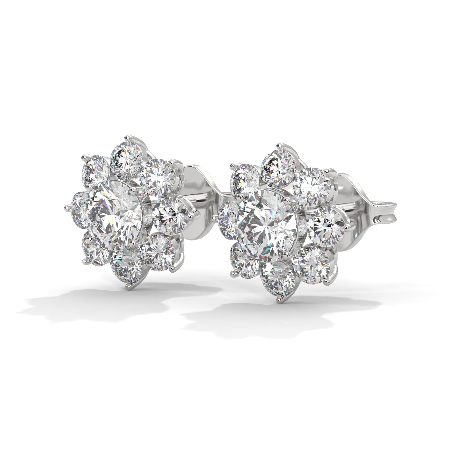 Floral Diamond Cluster 14k &18k Gold Earrings | 2.92 CTW