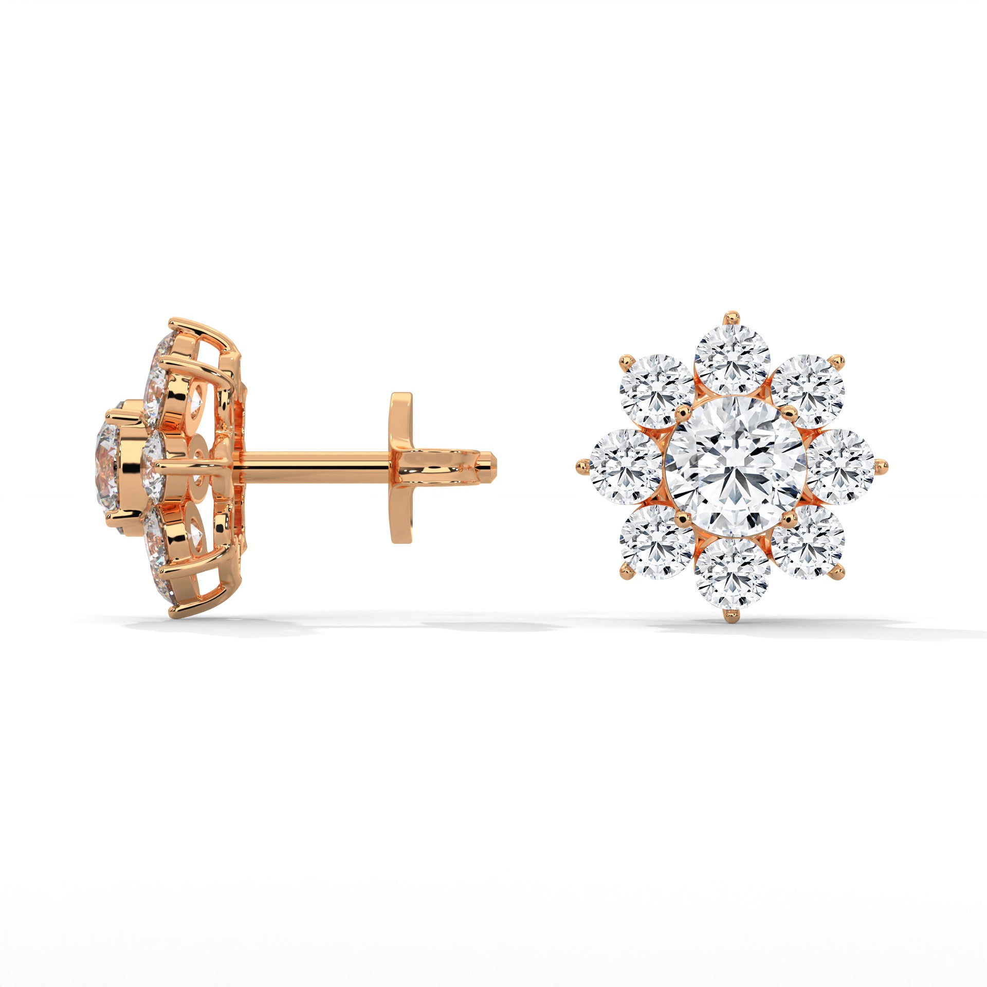 Floral Diamond Cluster 14k &18k Gold Earrings | 2.92 CTW