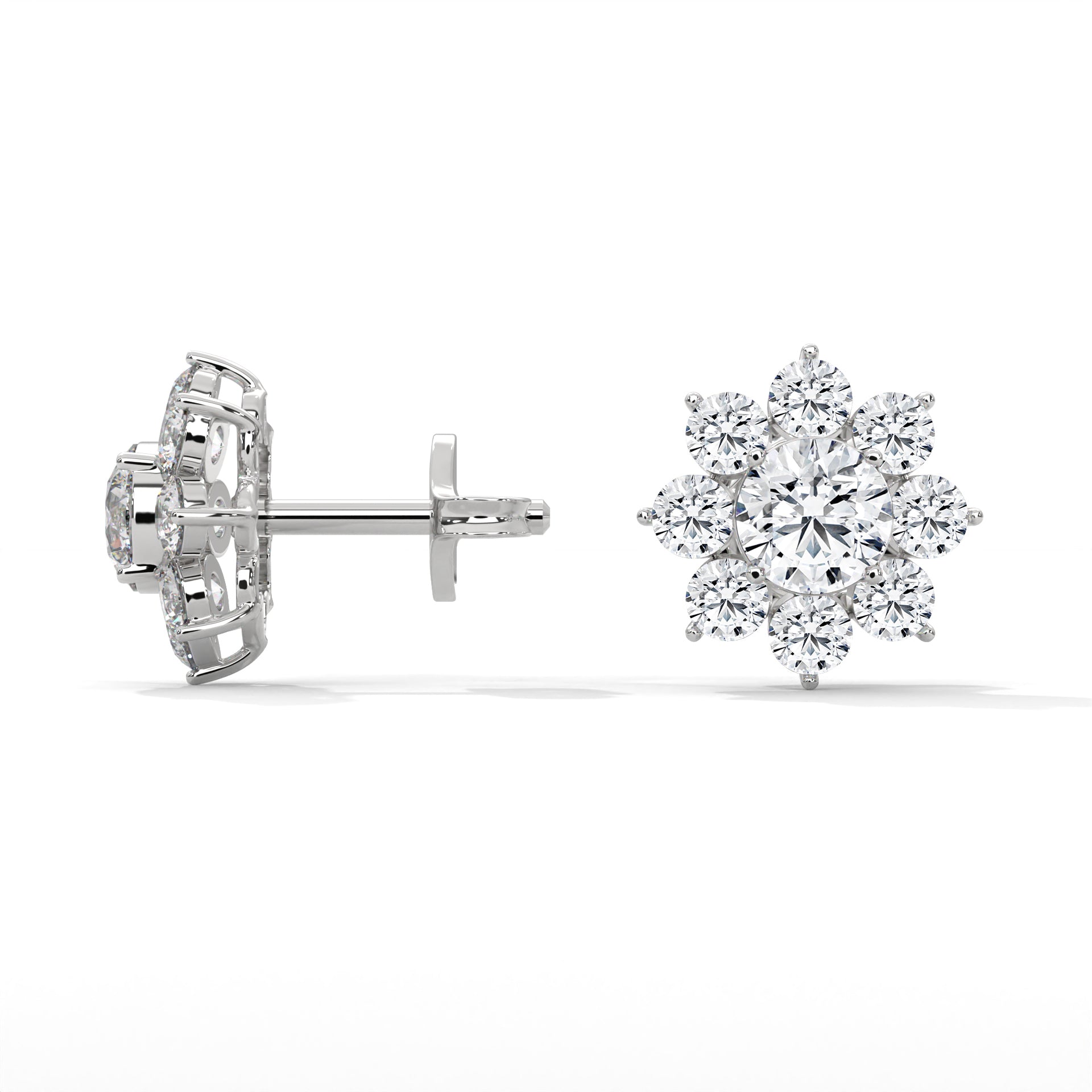 Floral Diamond Cluster 14k &18k Gold Earrings | 2.92 CTW