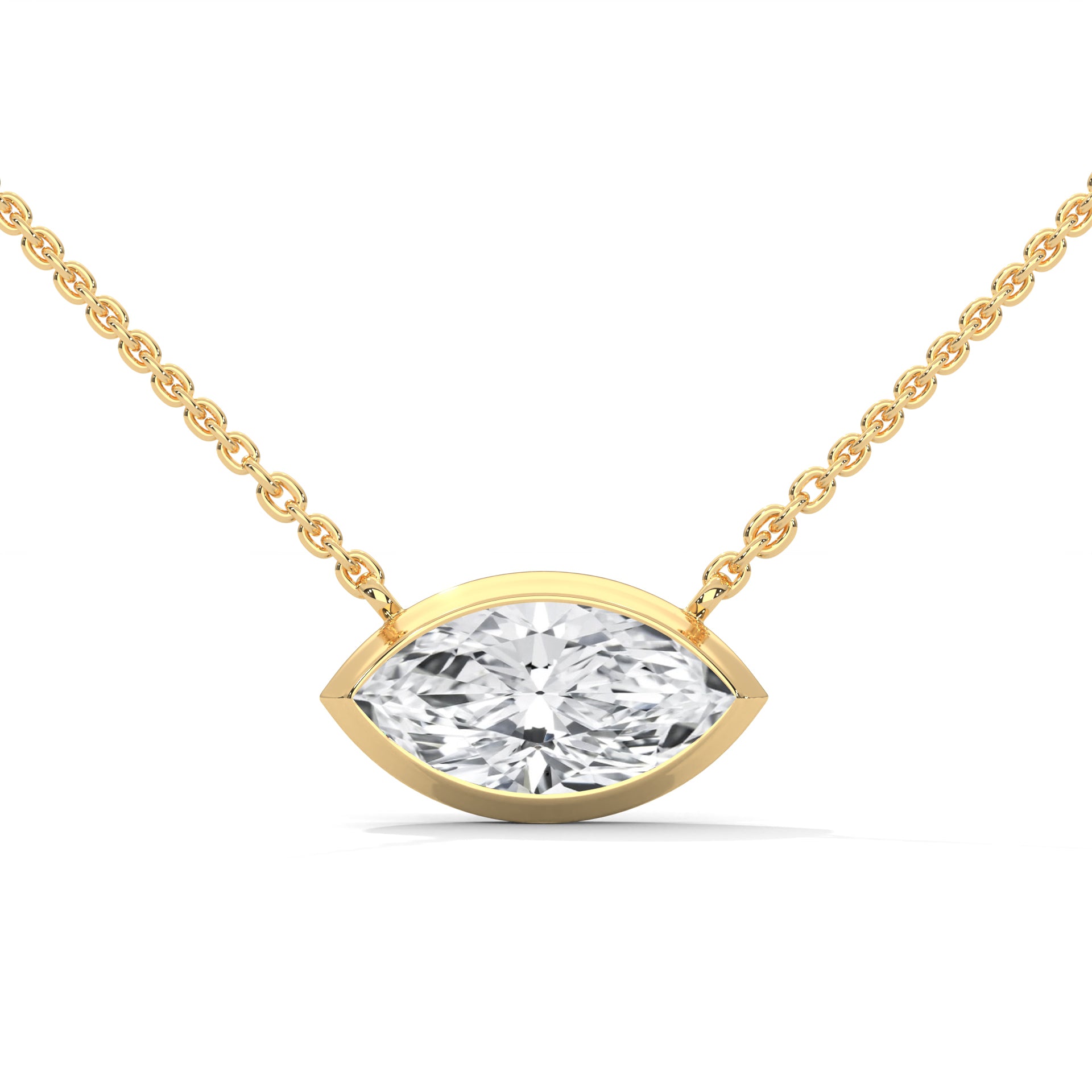 Marquise-Cut Diamond Pendant Necklace 0.85ct E-VS1 | 14K Gold |16”&18” Chain