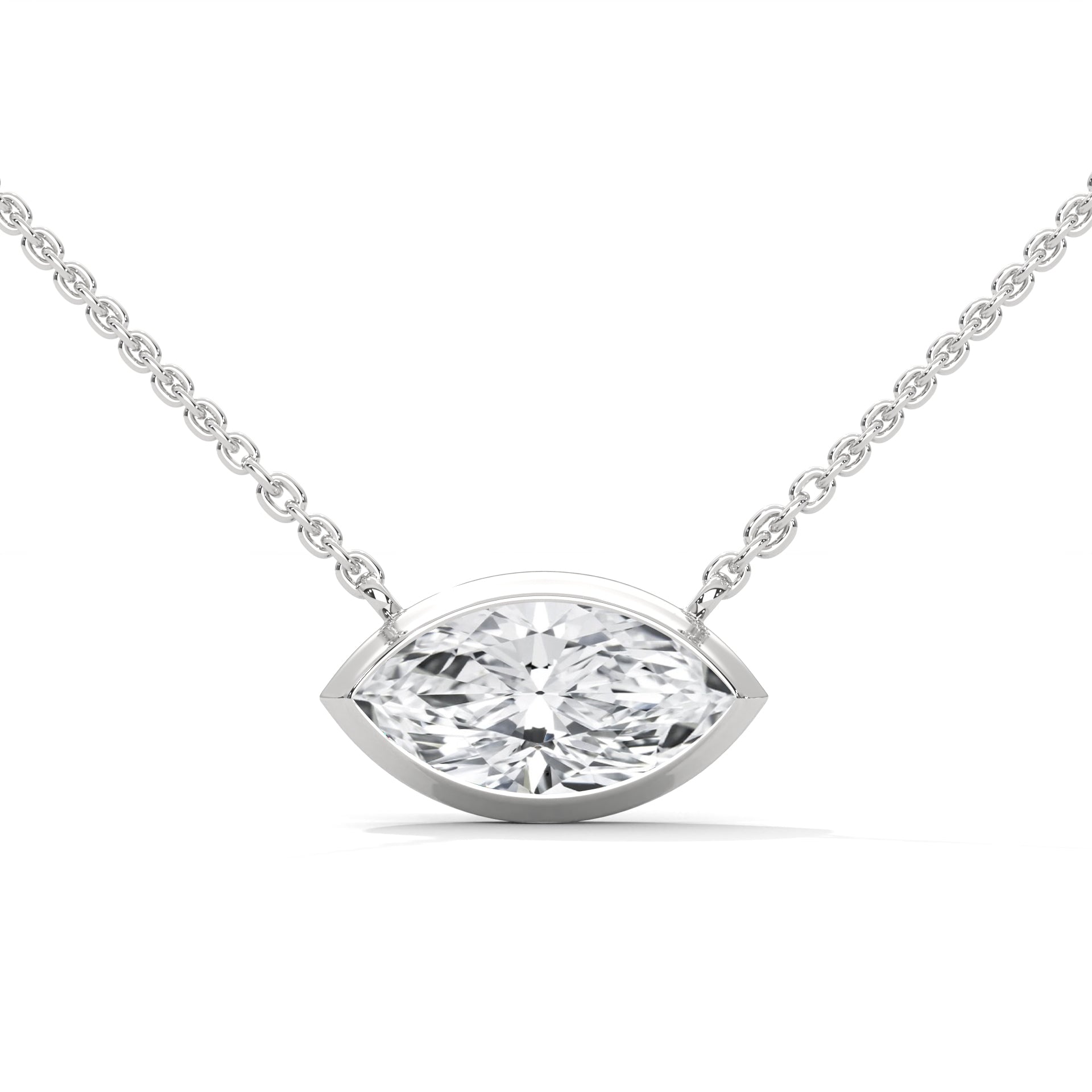 Marquise-Cut Diamond Pendant Necklace 0.85ct E-VS1 | 14K Gold |16”&18” Chain