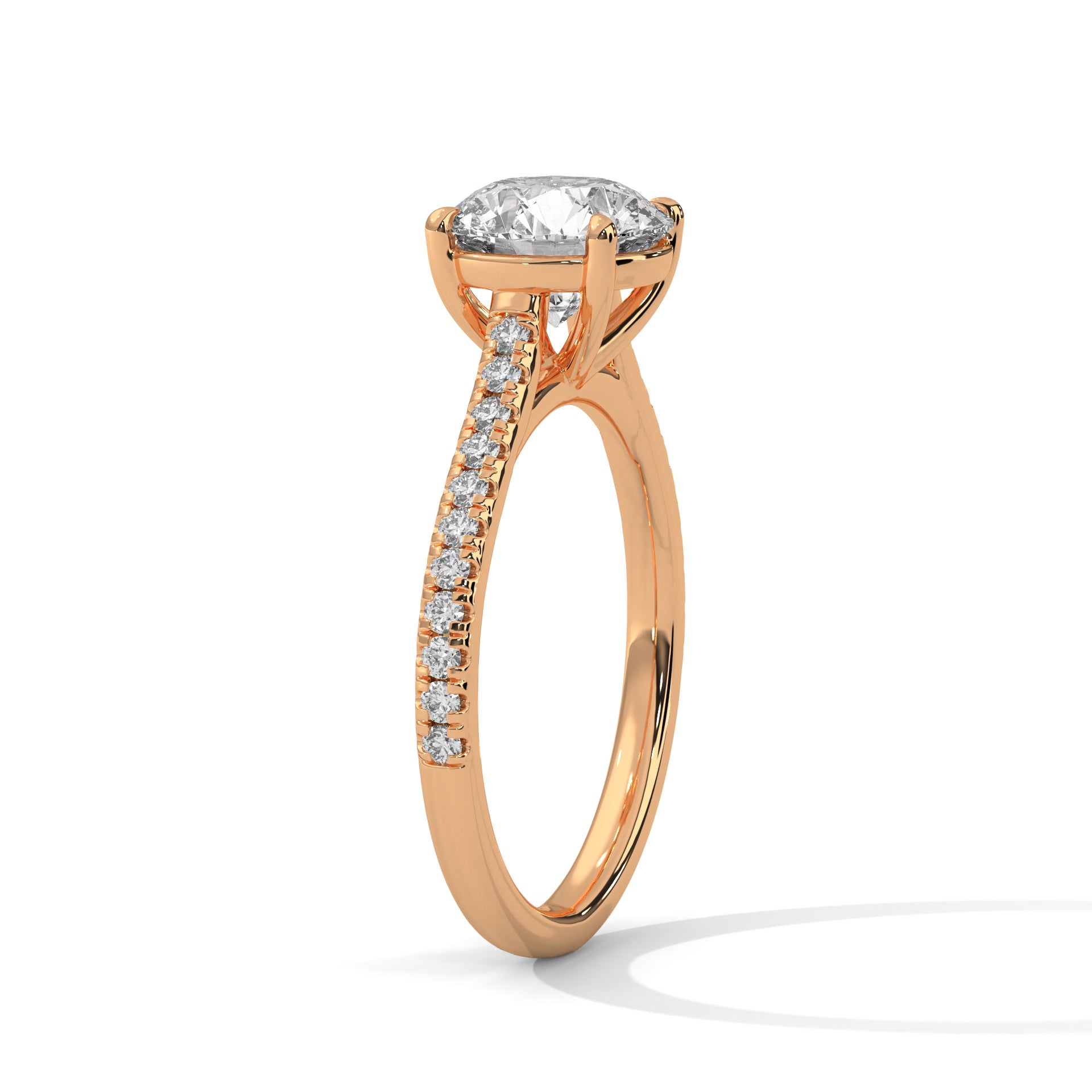 Celestia 2.22 CTW Round-Cut Diamond Pavé Engagement Gold Ring