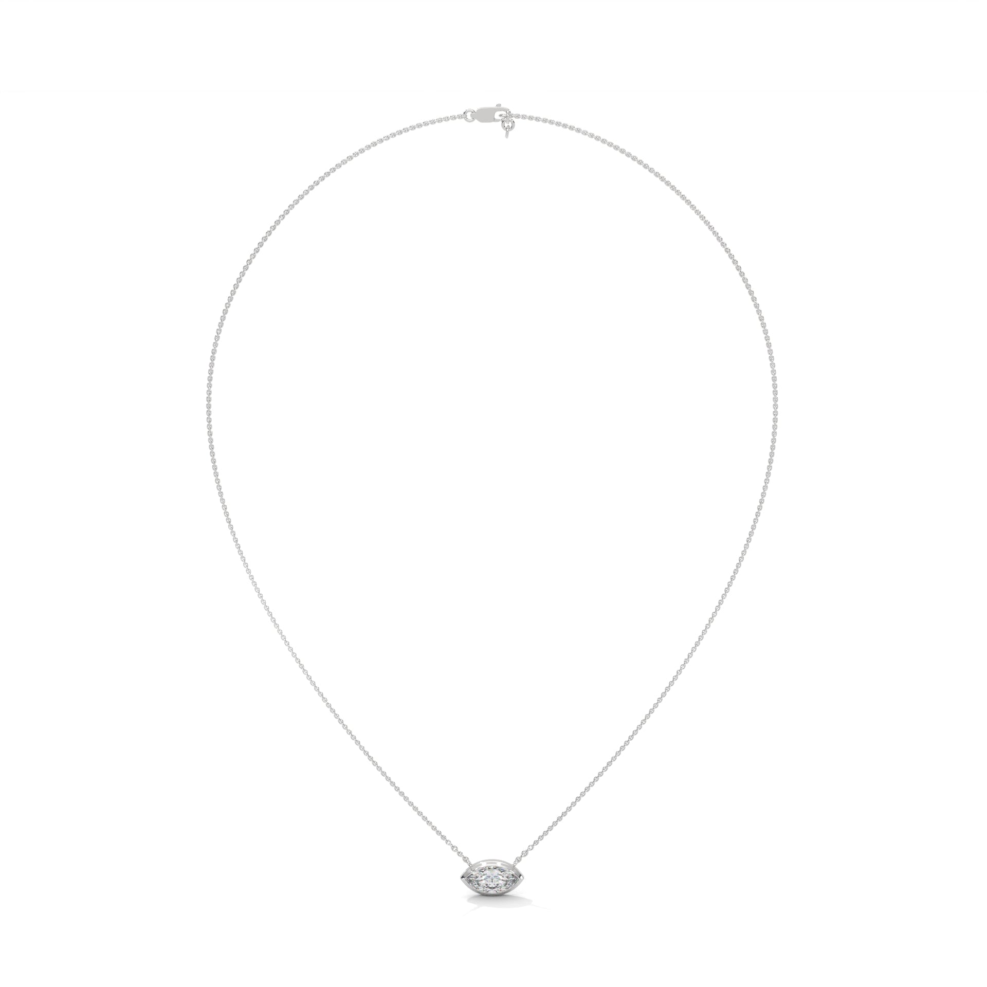 Marquise-Cut Diamond Pendant Necklace 0.85ct E-VS1 | 14K Gold |16”&18” Chain