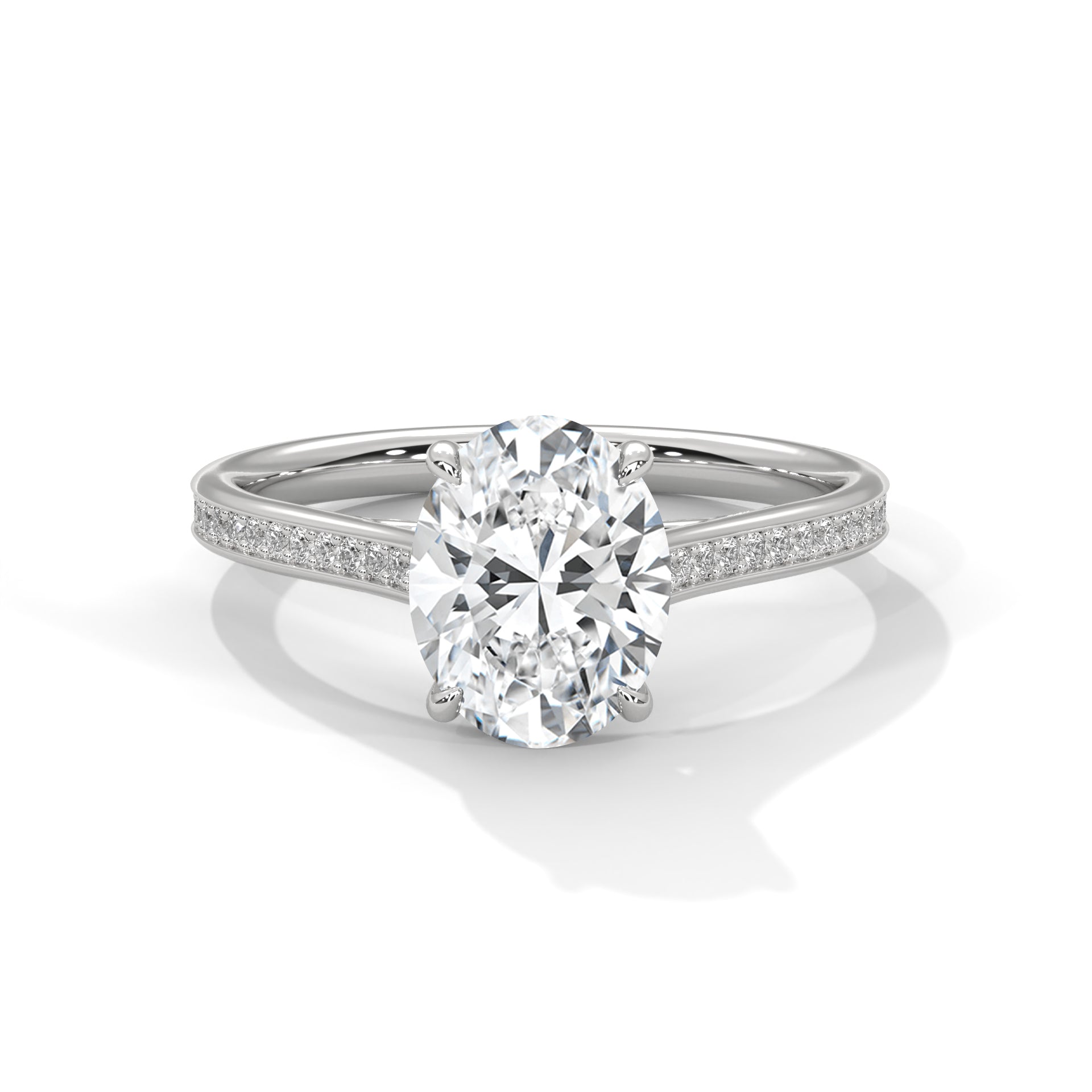 Lustrous 2.17 CTW Oval Diamond Engagement Ring | E VS1