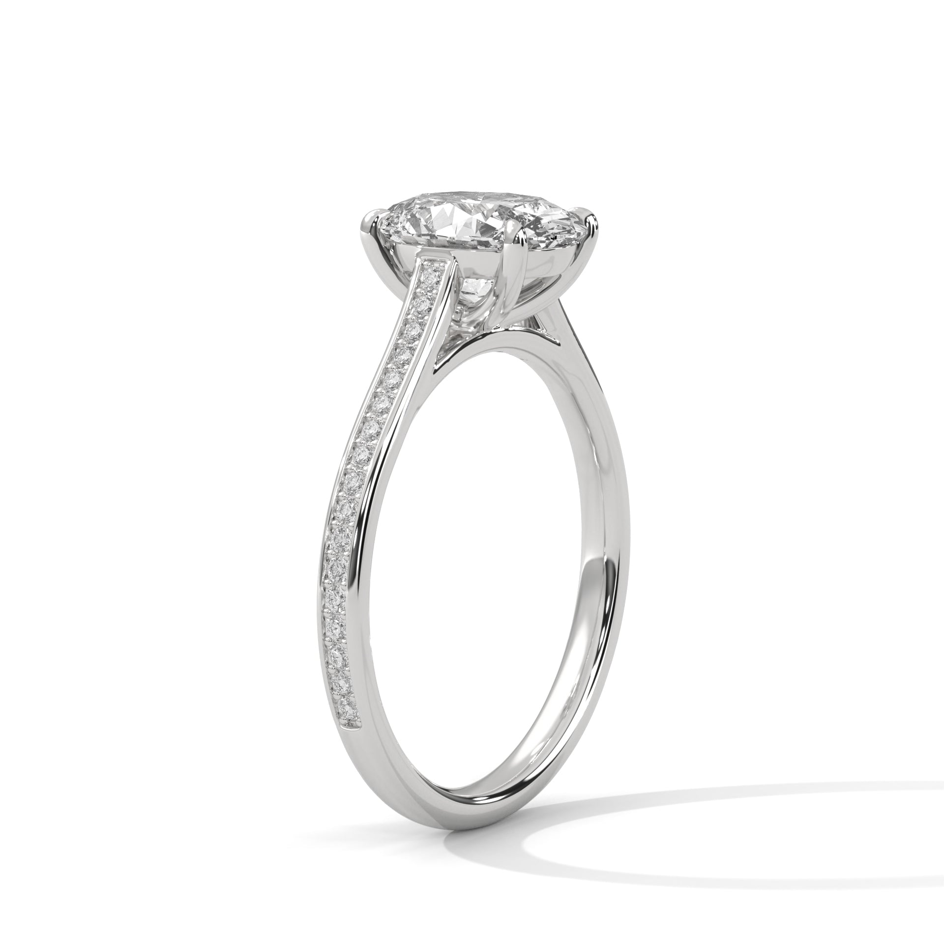 Lustrous 2.17 CTW Oval Diamond Engagement Ring | E VS1