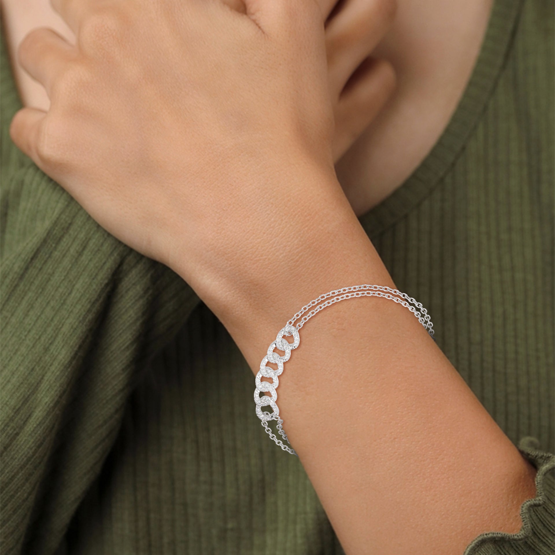 CelestiLink Round-Cut Lab-Grown Diamond Chain Bracelet | 0.30 CTW