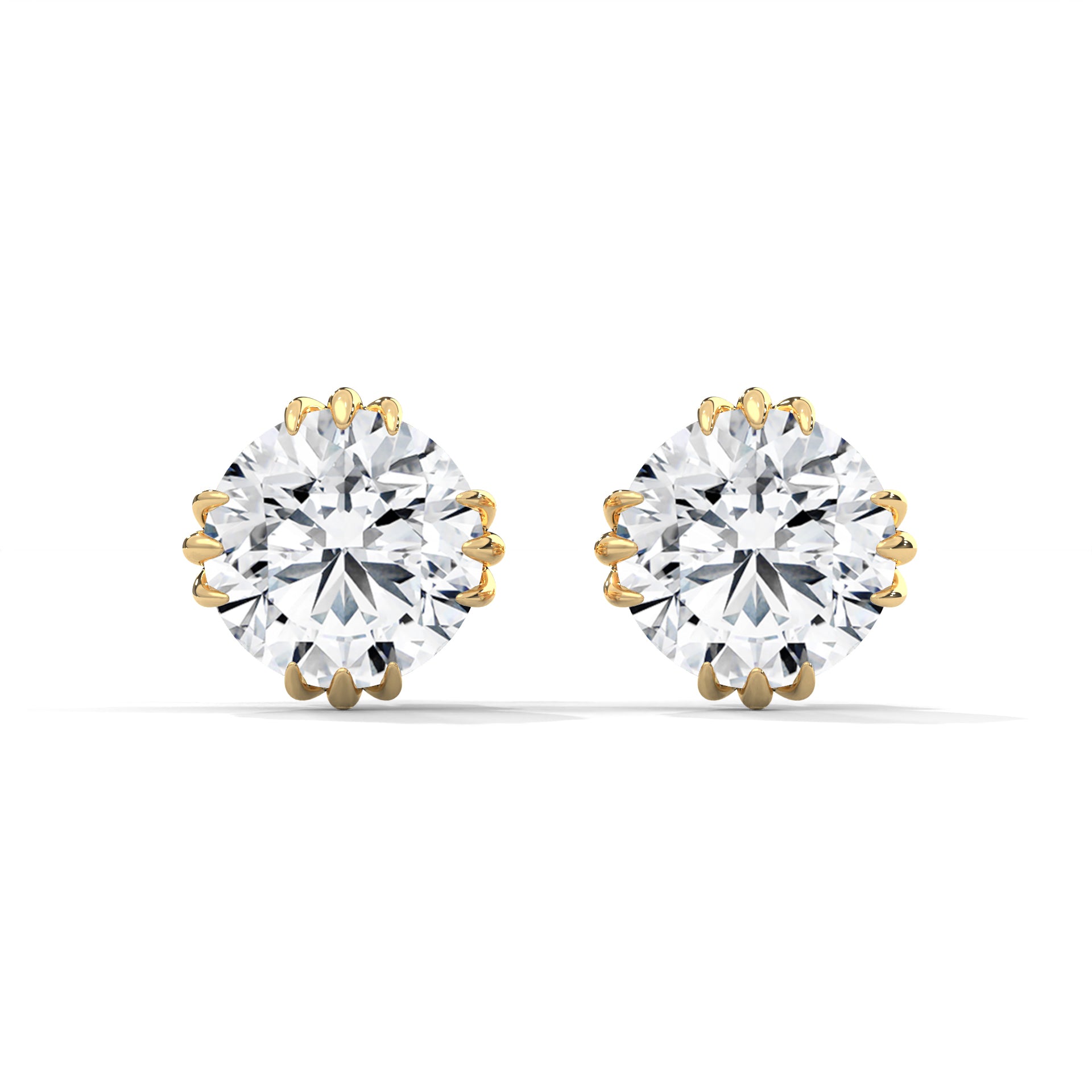 Exquisite Round-Cut Diamond Stud Earrings in 14K Gold | IGI Certified | 2-6 CTW