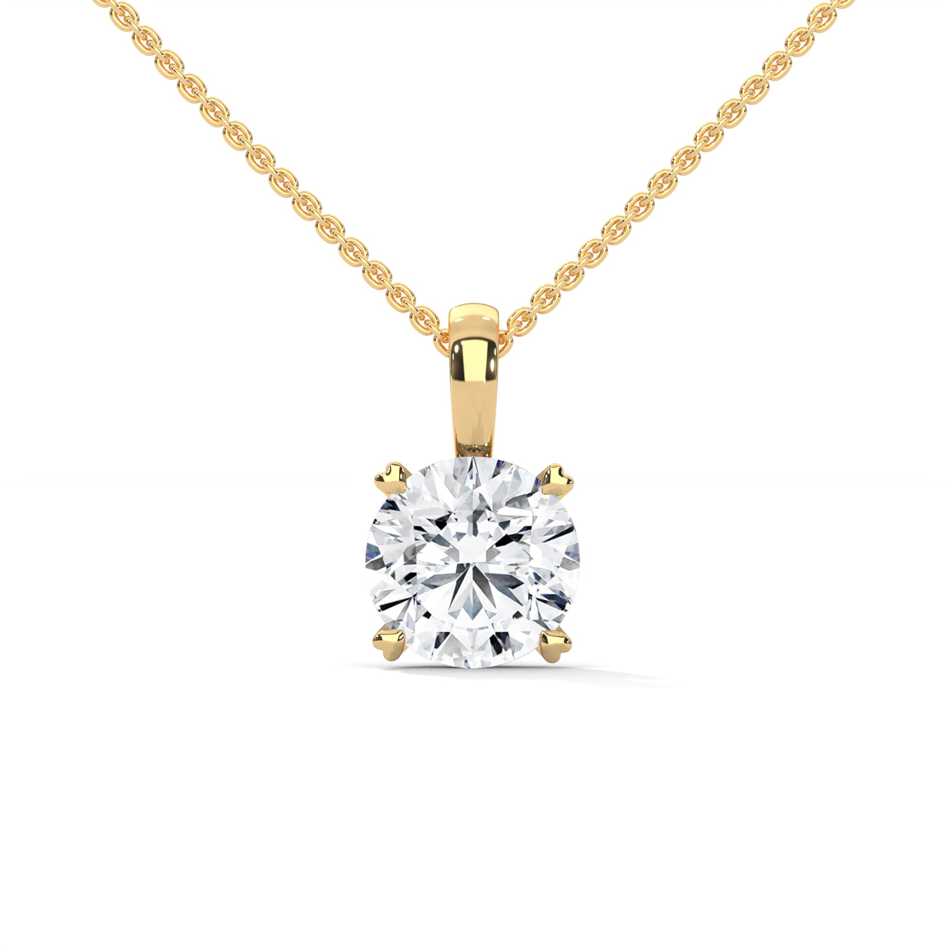 Round-Cut Diamond Pendant Necklace 2.00ct E-VS1 | 14K Gold | 16”&18” Chain
