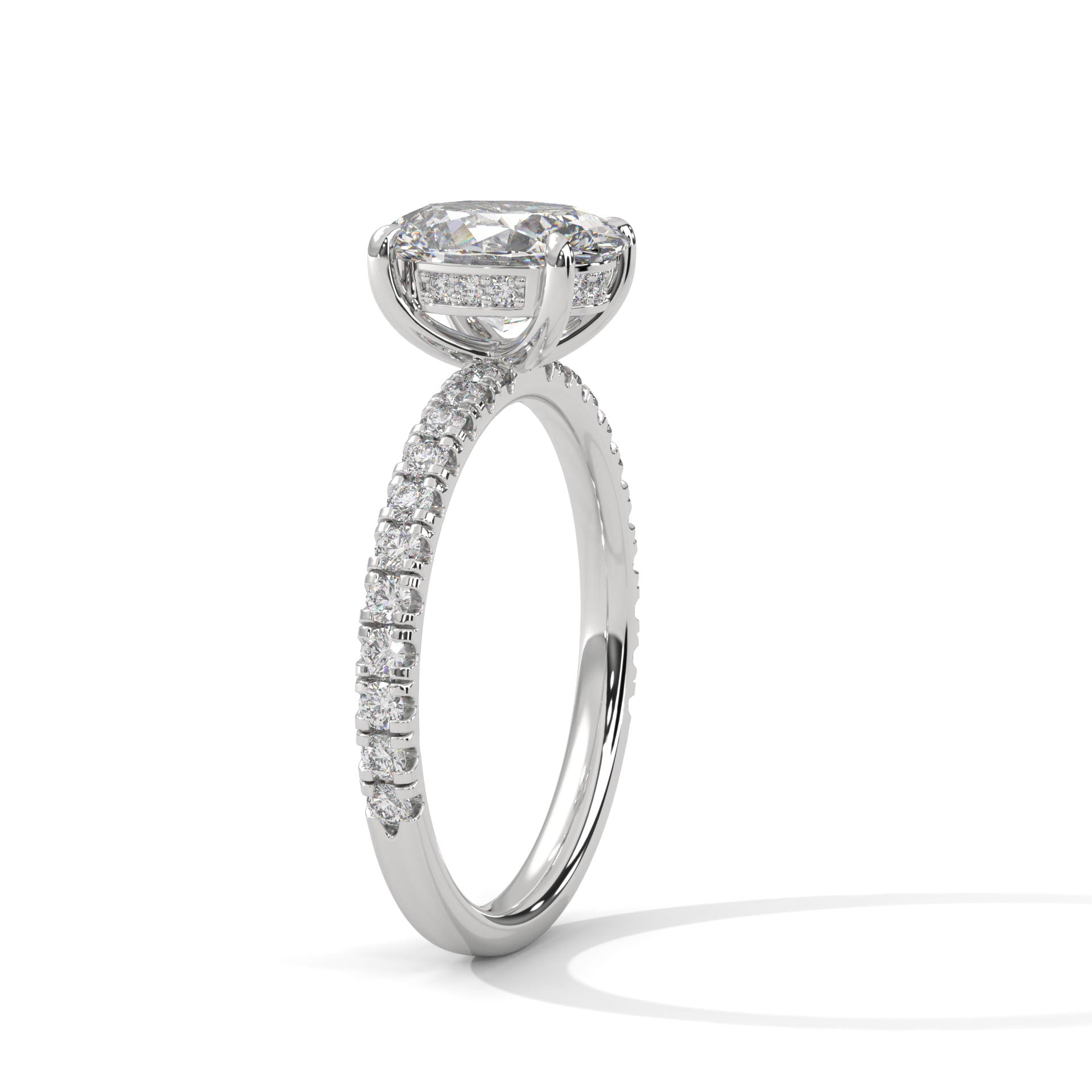 Pave 2.46 ctw Oval cut Lab-Grown Diamond Engagement Ring | F-VS1