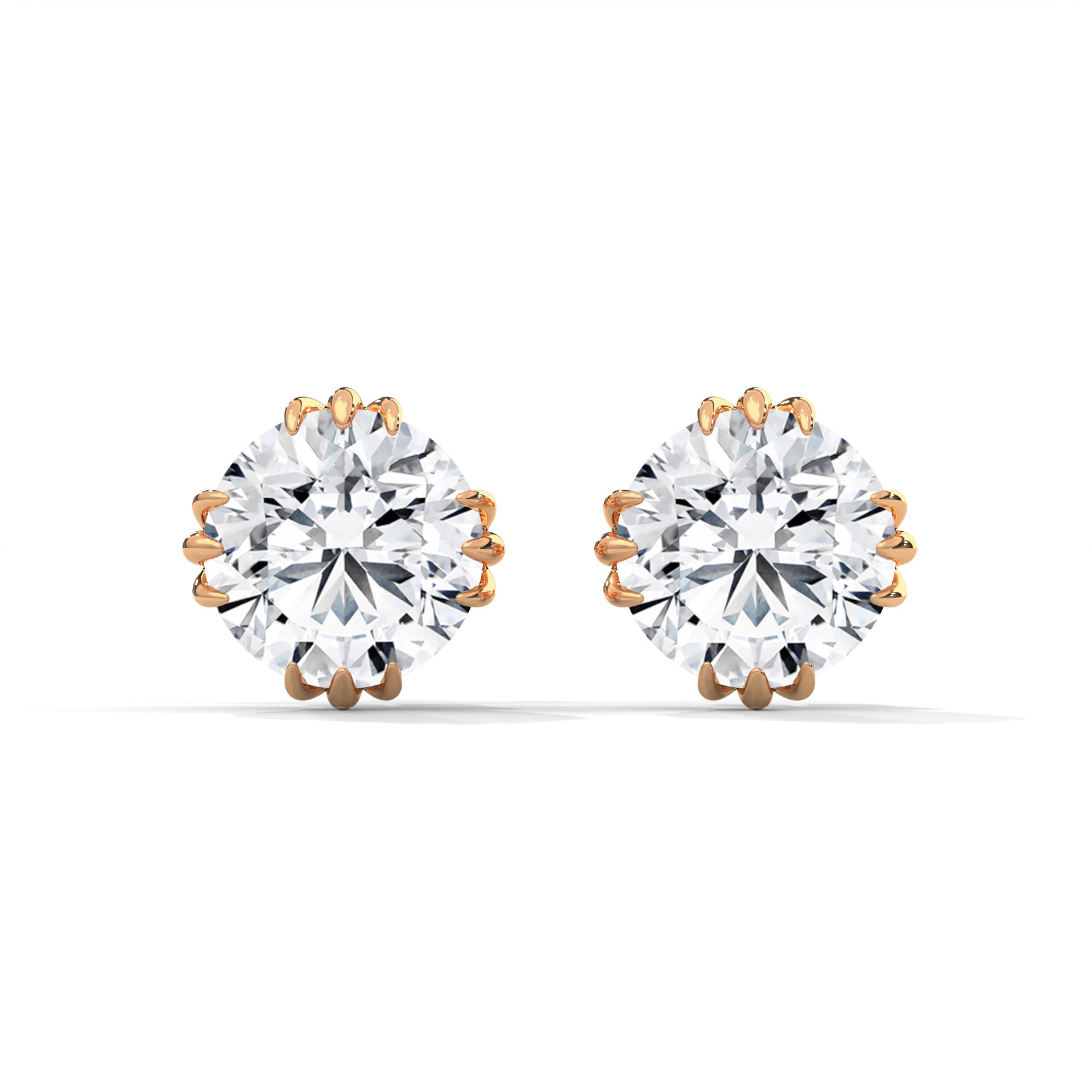 Exquisite Round-Cut Diamond Stud Earrings in 14K Gold | IGI Certified | 2-6 CTW