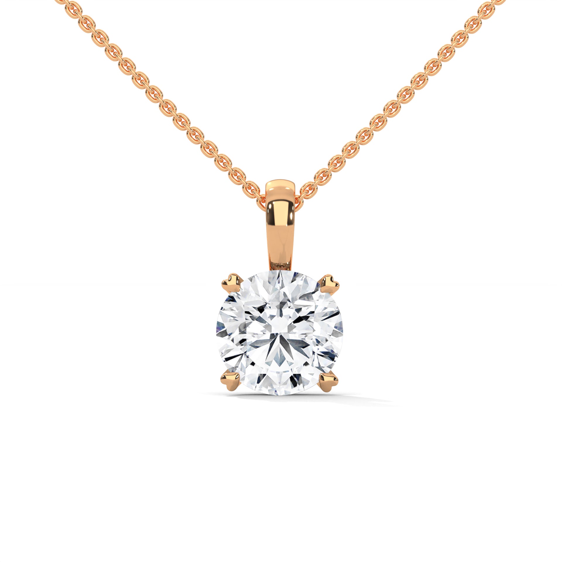 Round-Cut Diamond Pendant Necklace 2.00ct E-VS1 | 14K Gold | 16”&18” Chain