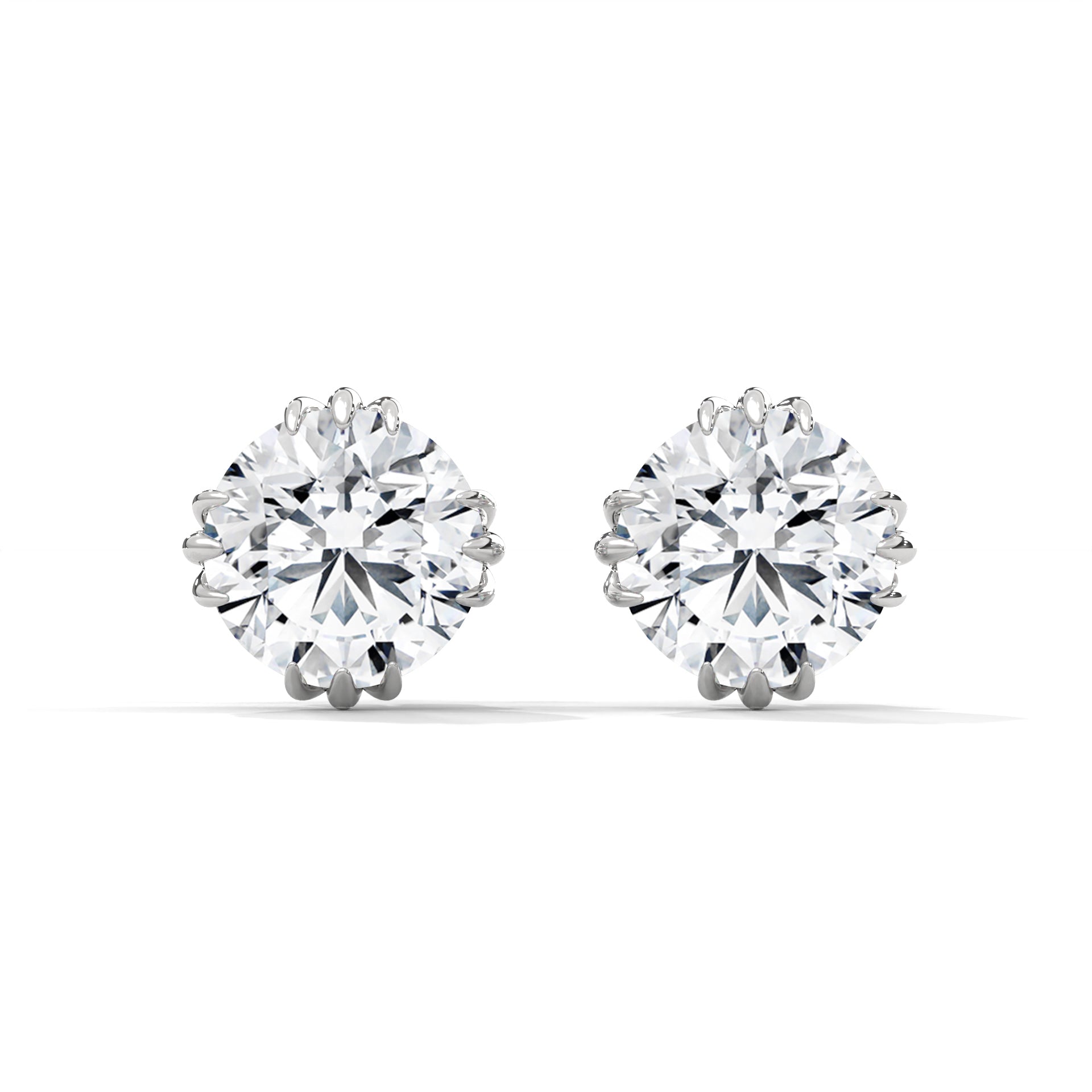 Exquisite Round-Cut Diamond Stud Earrings in 14K Gold | IGI Certified | 2-6 CTW