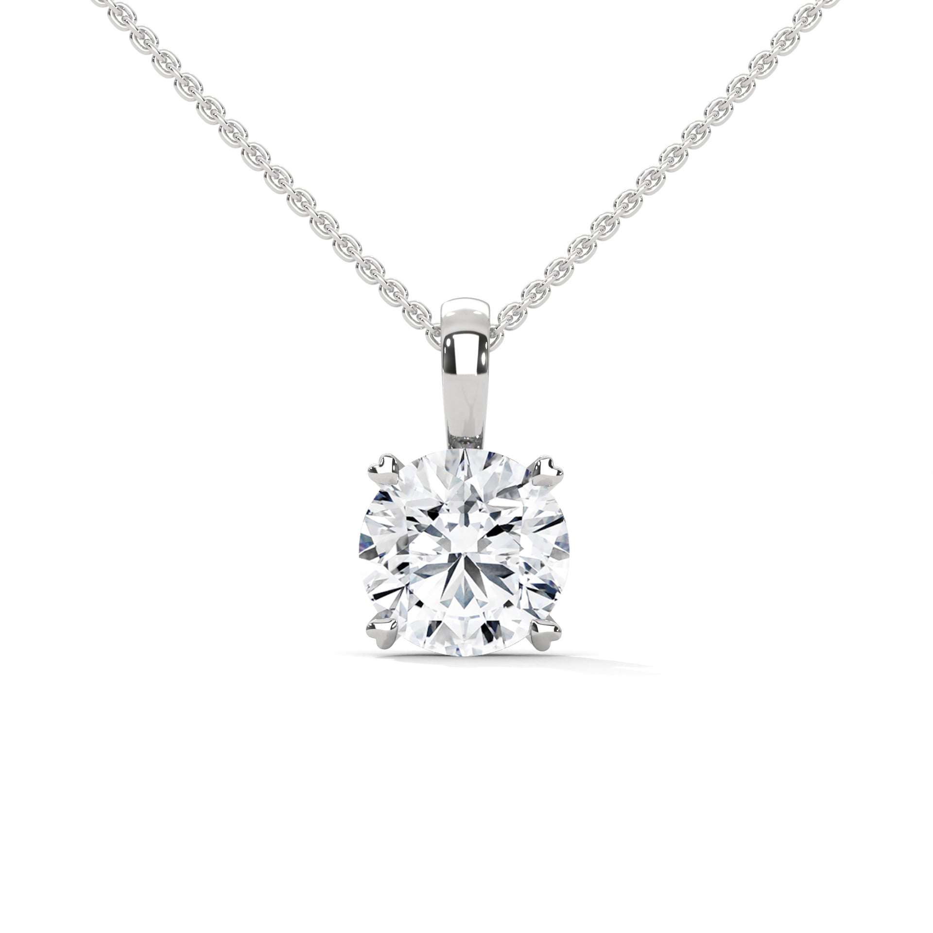 Round-Cut Diamond Pendant Necklace 2.00ct E-VS1 | 14K Gold | 16”&18” Chain