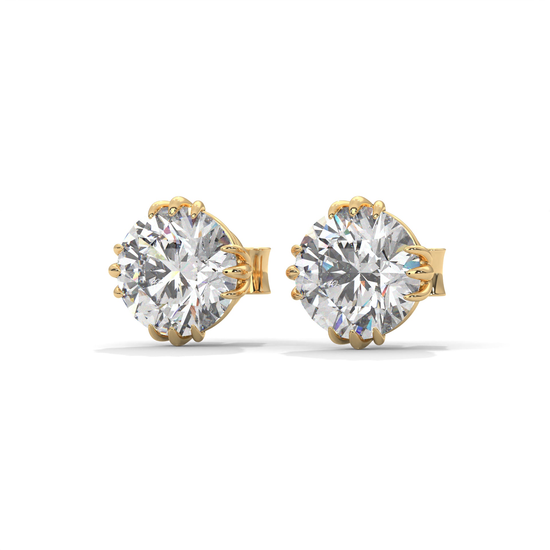 Exquisite Round-Cut Diamond Stud Earrings in 14K Gold | IGI Certified | 2-6 CTW