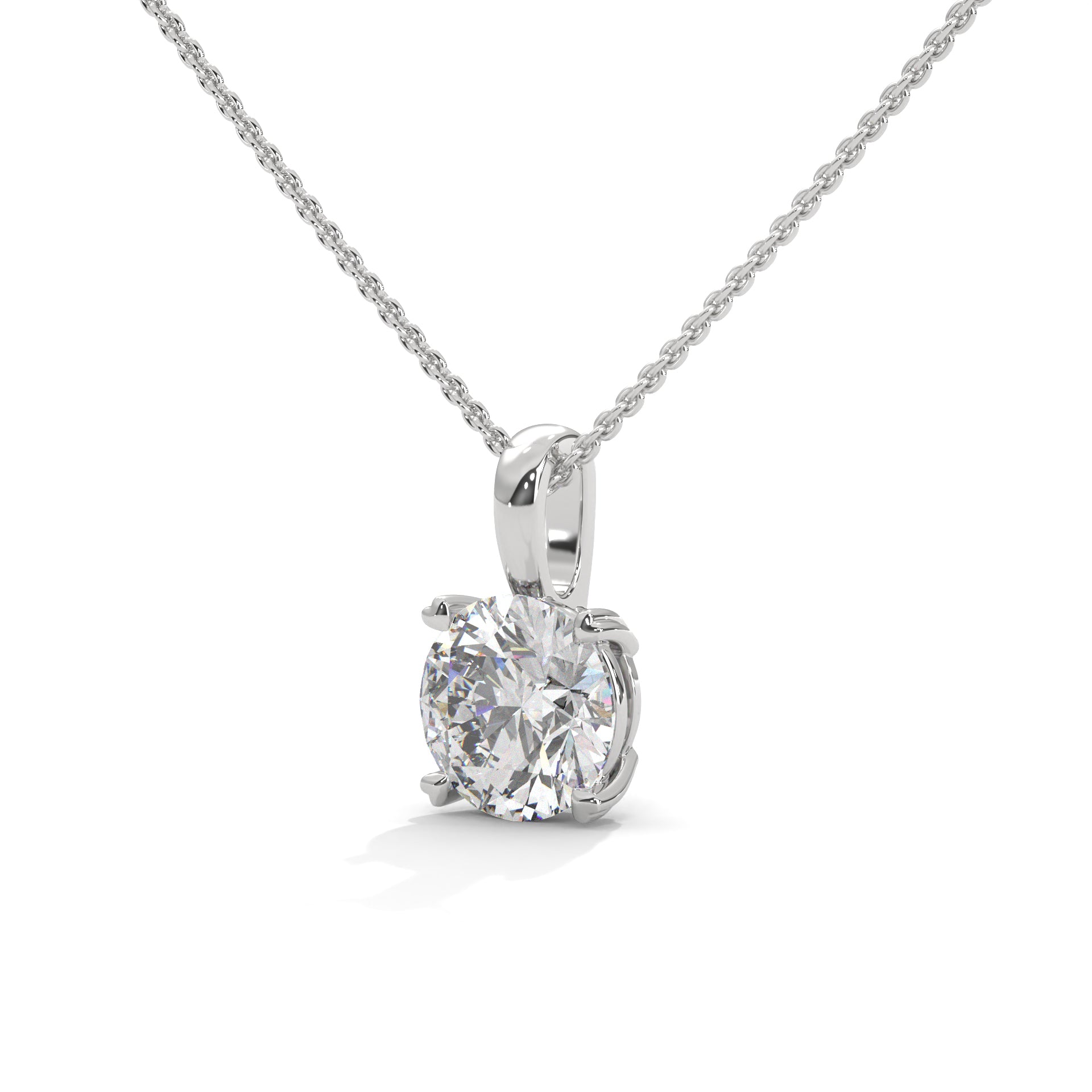 Round-Cut Diamond Pendant Necklace 2.00ct E-VS1 | 14K Gold | 16”&18” Chain