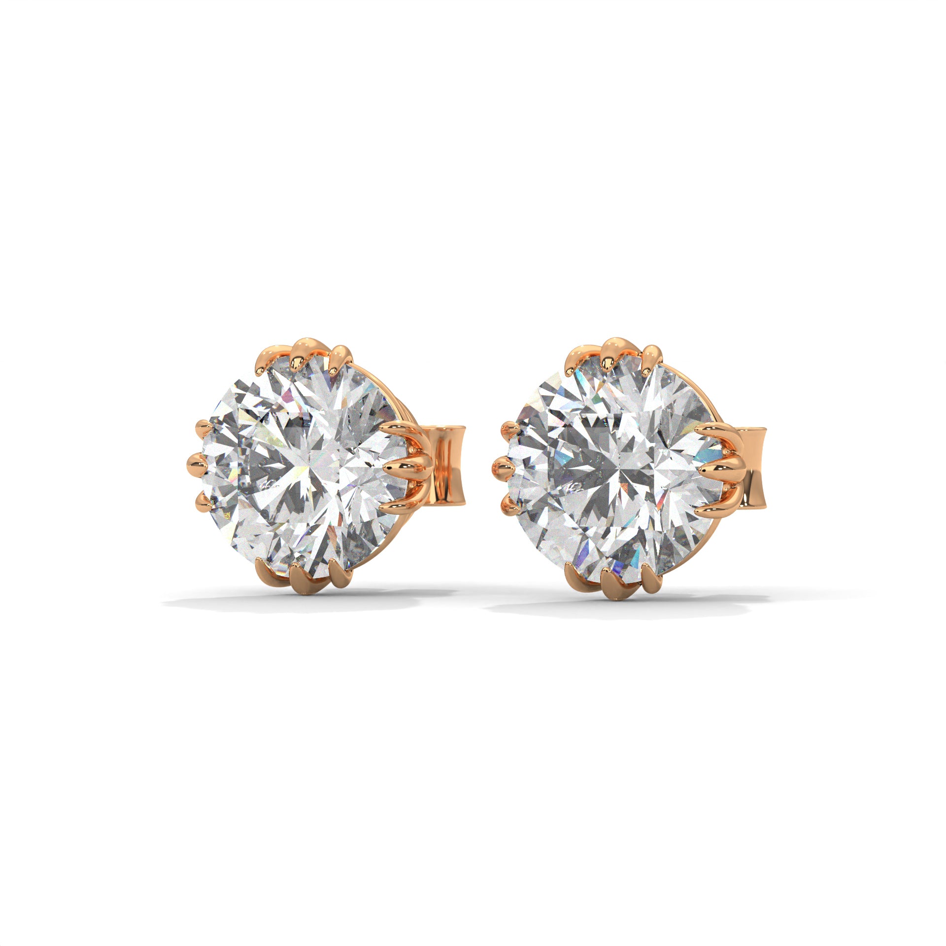Exquisite Round-Cut Diamond Stud Earrings in 14K Gold | IGI Certified | 2-6 CTW