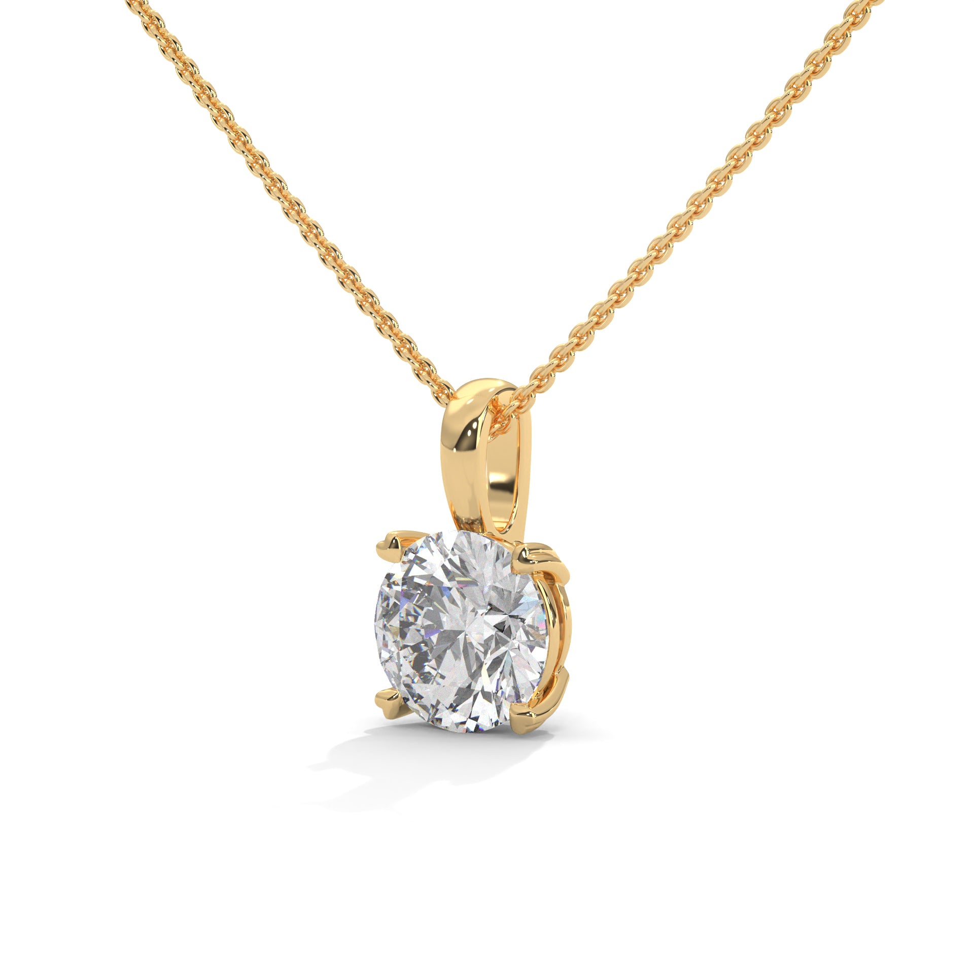 Round-Cut Diamond Pendant Necklace 2.00ct E-VS1 | 14K Gold | 16”&18” Chain