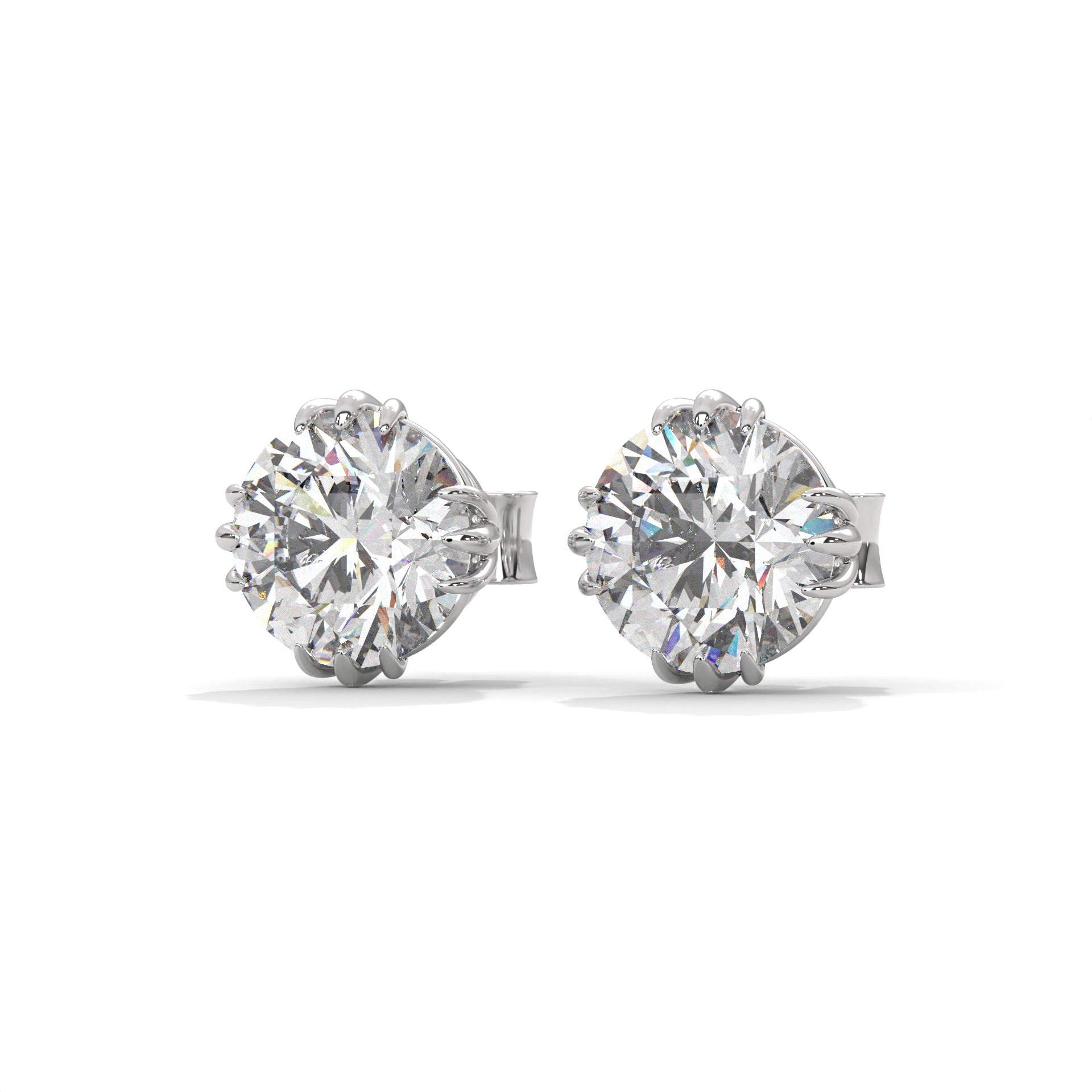 Exquisite Round-Cut Diamond Stud Earrings in 14K Gold | IGI Certified | 2-6 CTW