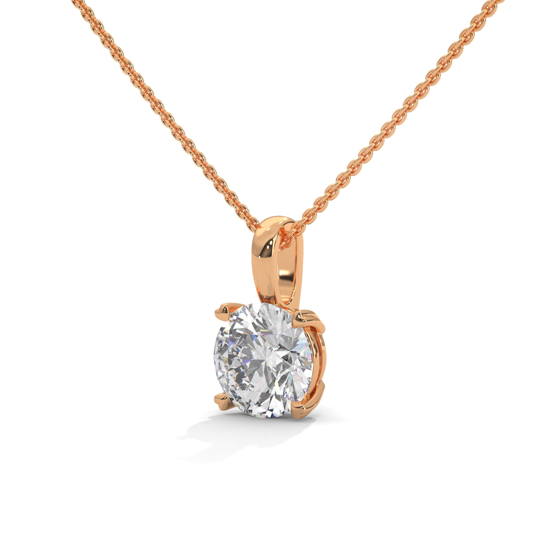 Round-Cut Diamond Pendant Necklace 2.00ct E-VS1 | 14K Gold | 16”&18” Chain