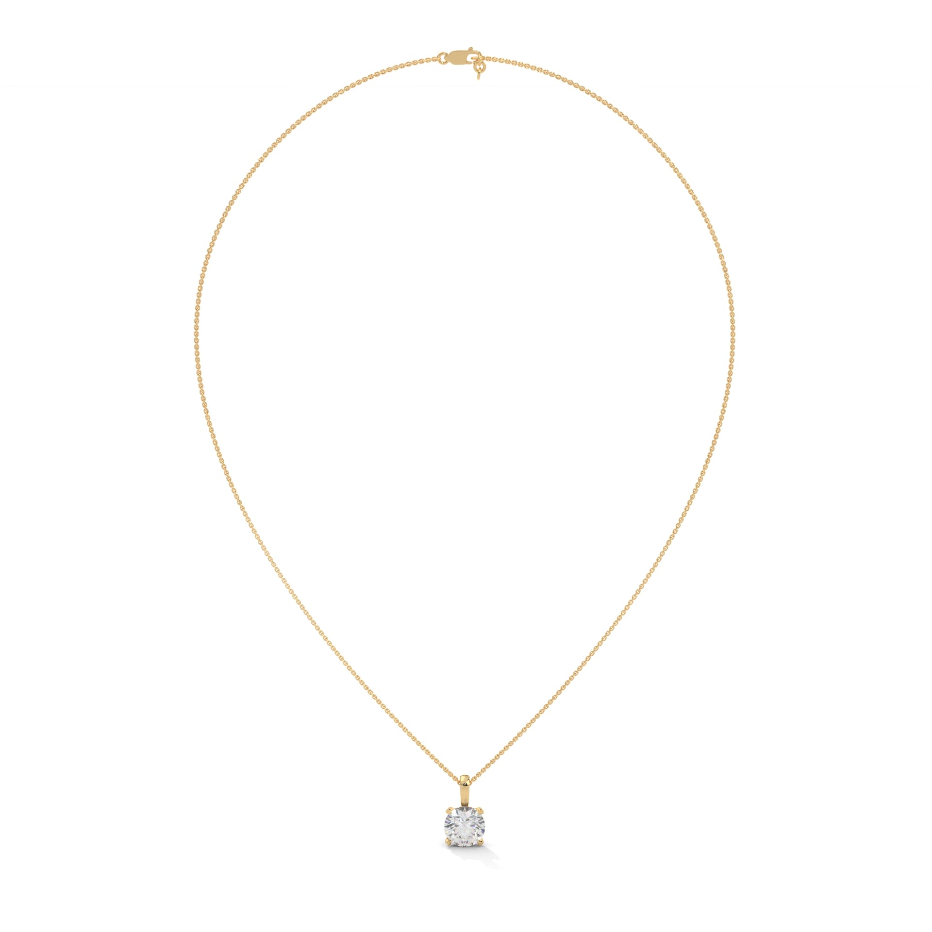 Round-Cut Diamond Pendant Necklace 2.00ct E-VS1 | 14K Gold | 16”&18” Chain