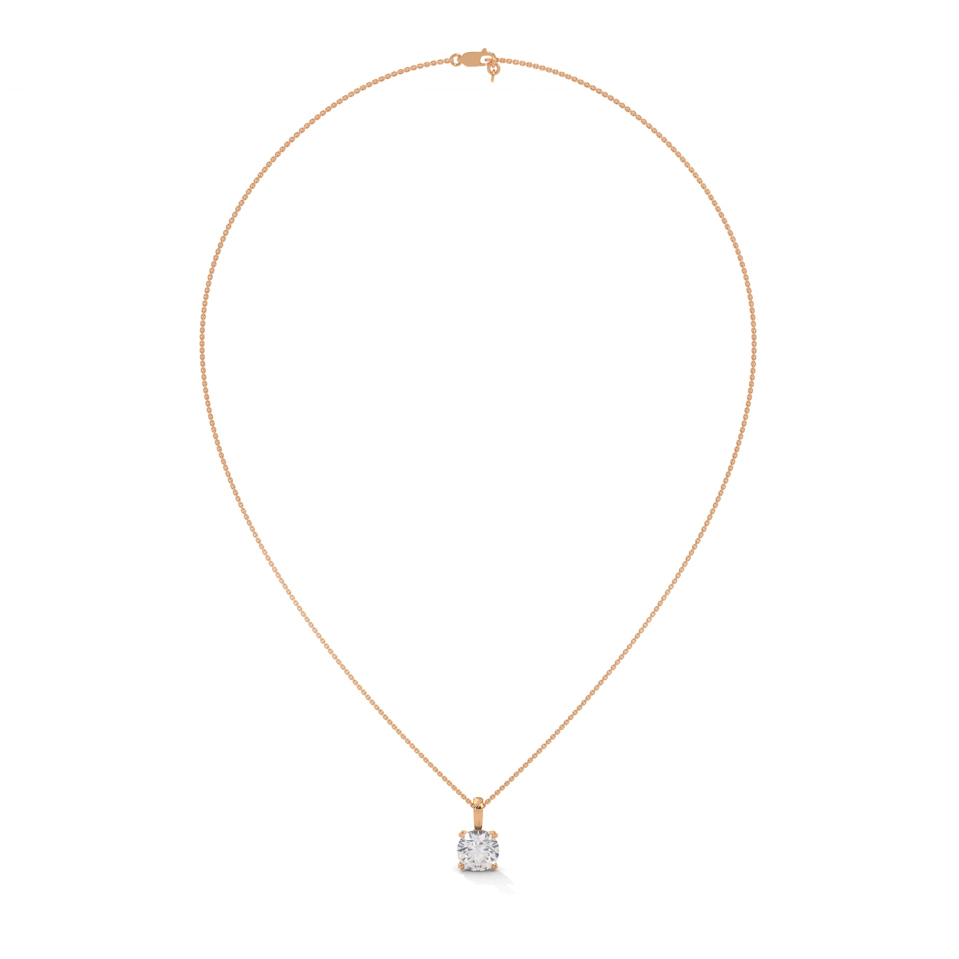 Round-Cut Diamond Pendant Necklace 2.00ct E-VS1 | 14K Gold | 16”&18” Chain