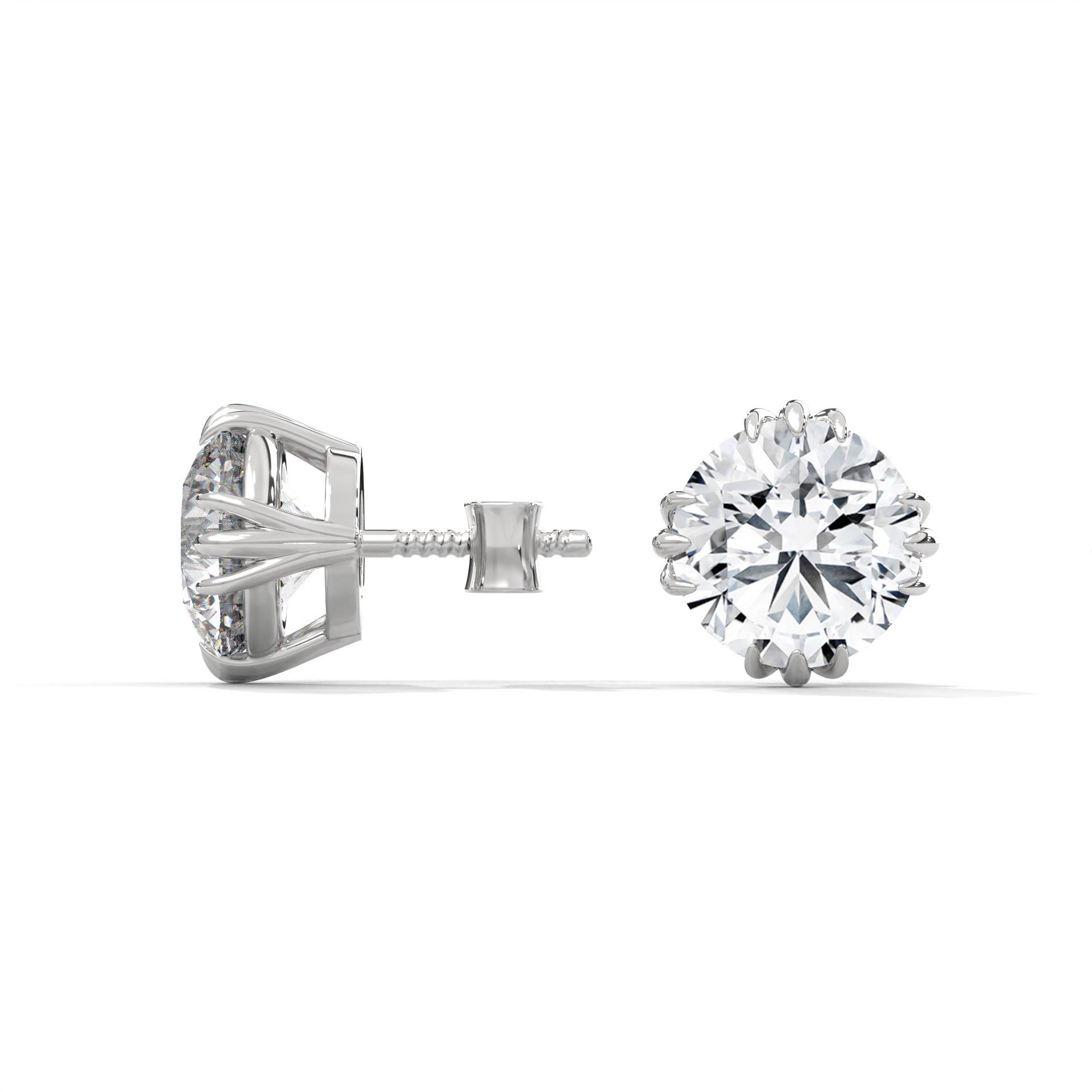 Exquisite Round-Cut Diamond Stud Earrings in 14K Gold | IGI Certified | 2-6 CTW