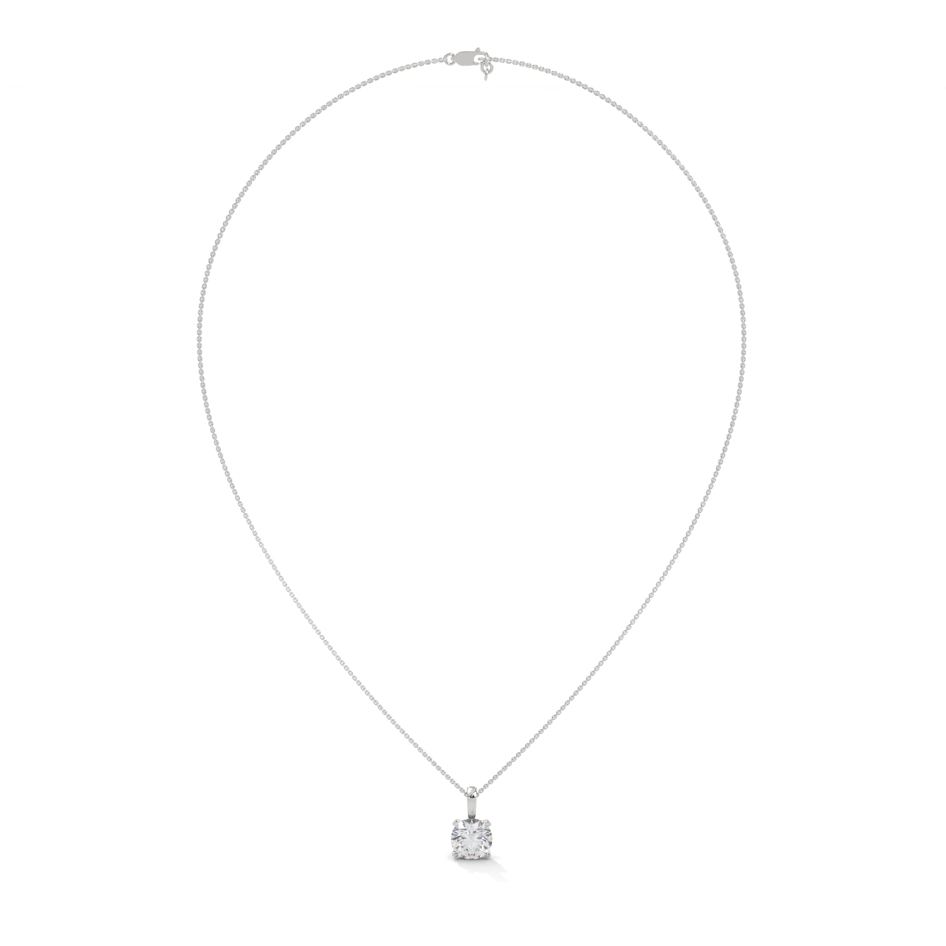 Round-Cut Diamond Pendant Necklace 2.00ct E-VS1 | 14K Gold | 16”&18” Chain