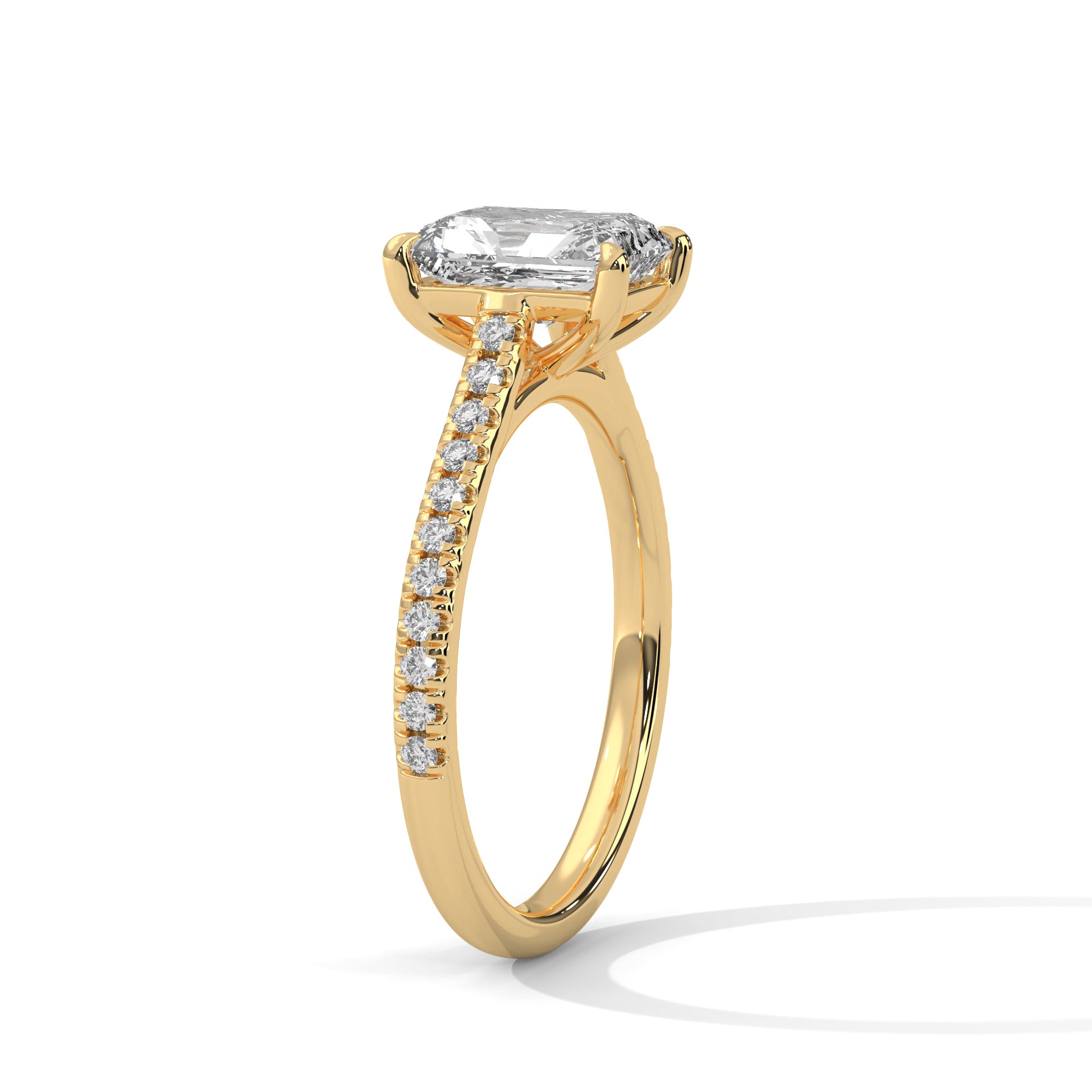 Ethereal 2.22 CTW Emerald-Cut Diamond Pave Engagement Ring