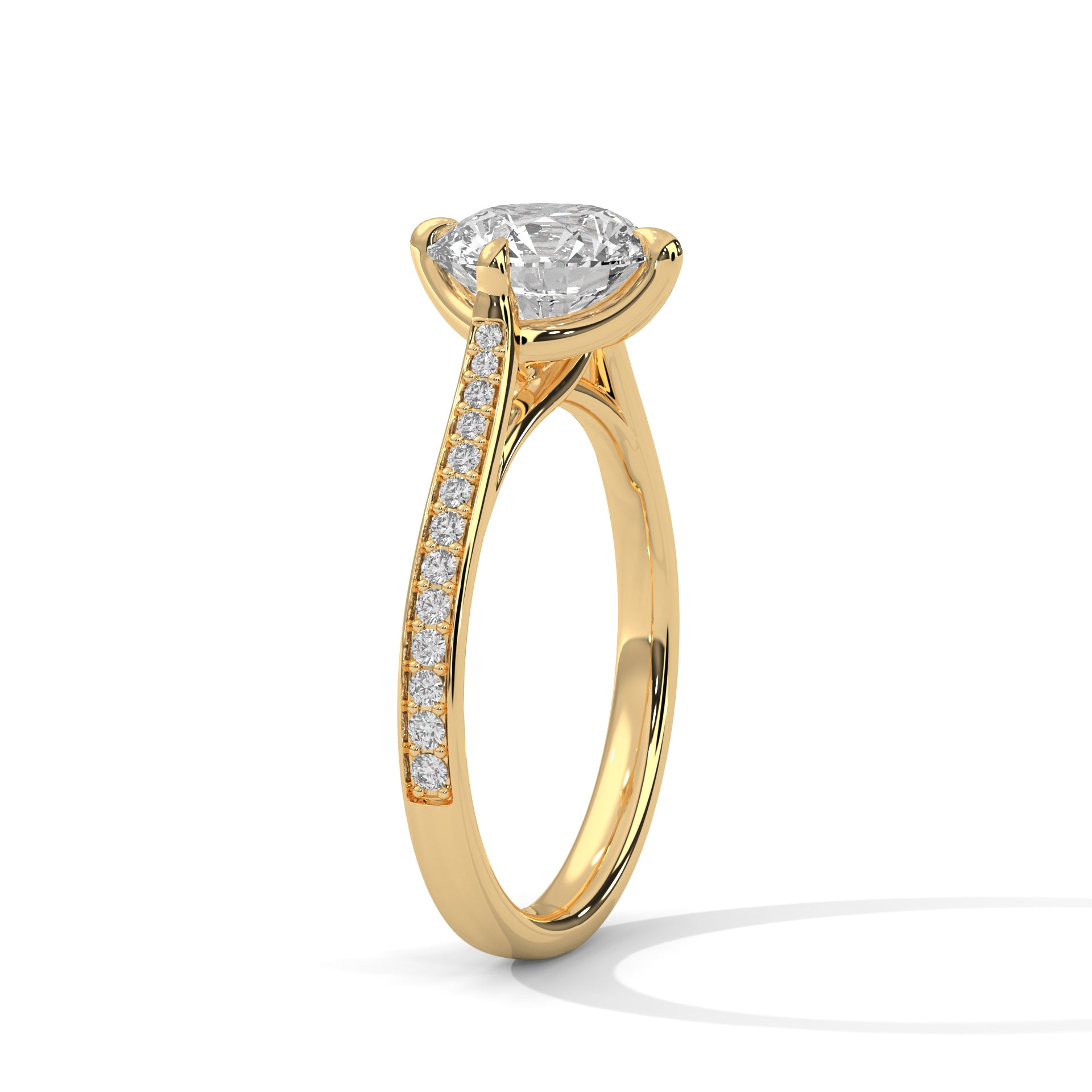 Celestia 2.18 CTW Round-Cut Diamond Pavé Engagement Ring | 14K & 18K Gold