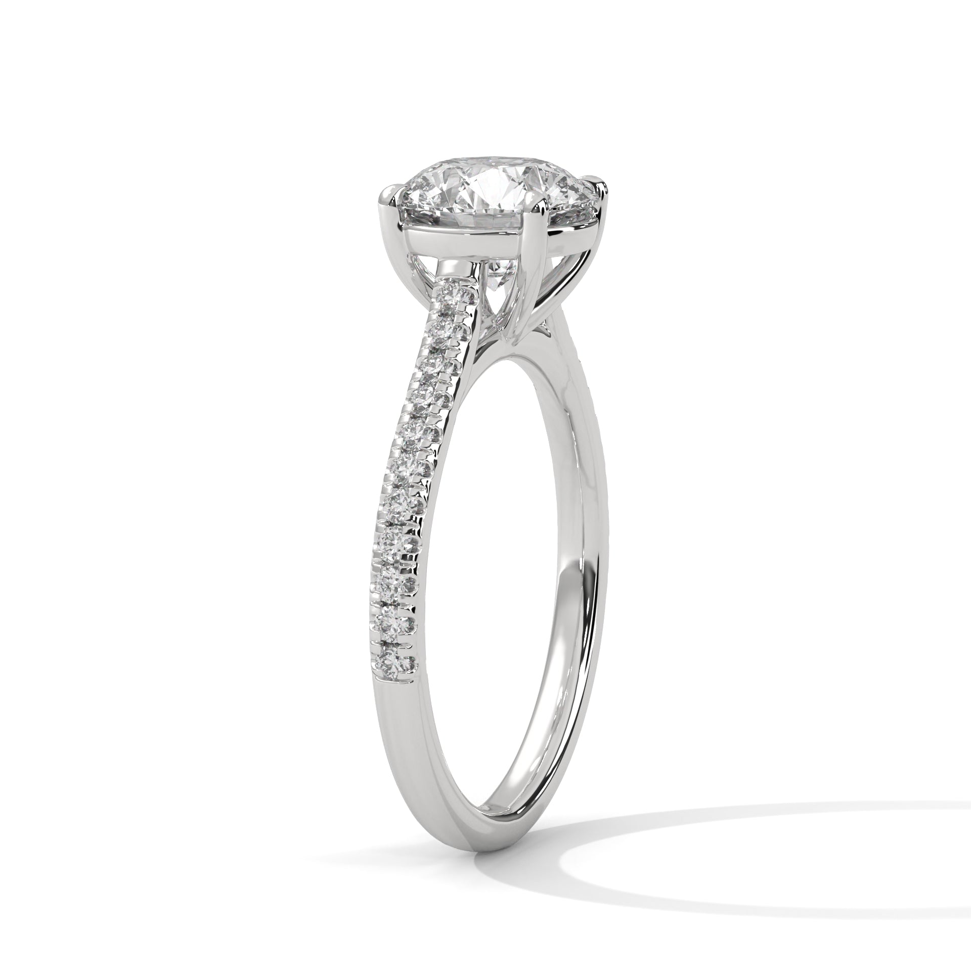 Celestia 2.22 CTW Round-Cut Diamond Pavé Engagement Gold Ring
