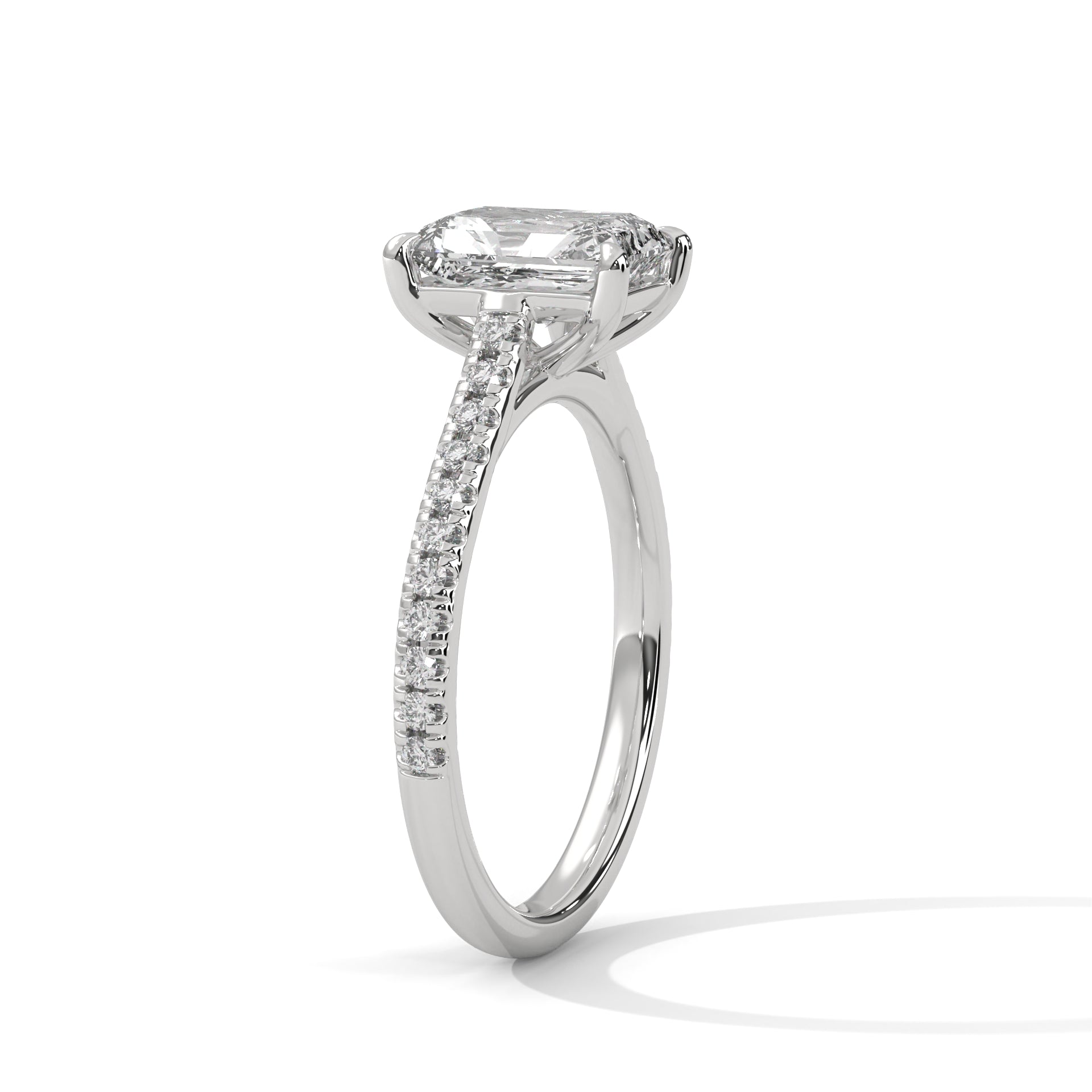 Ethereal 2.22 CTW Emerald-Cut Diamond Pave Engagement Ring