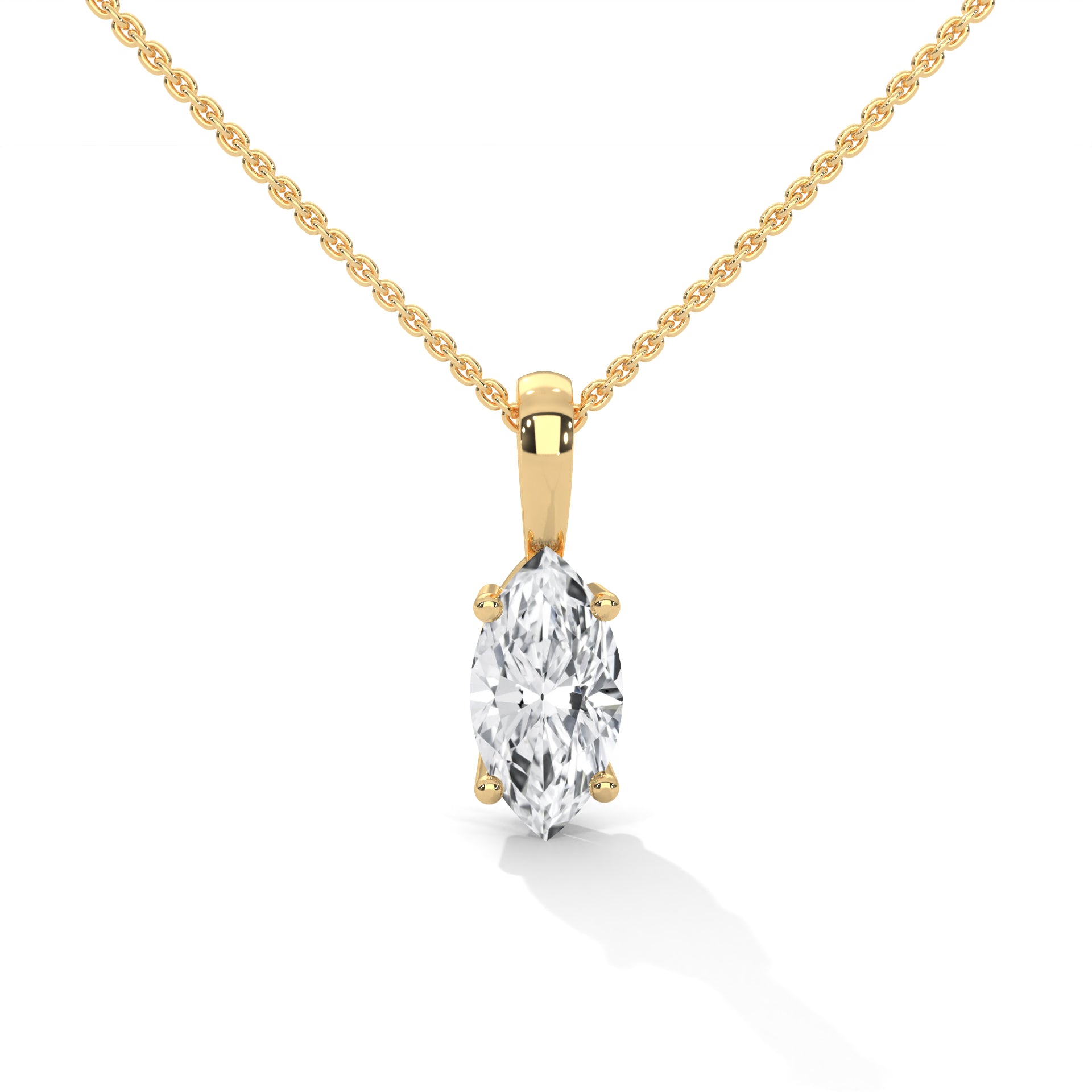 Ethereal Grace Marquise-Cut Diamond Pendant Necklace 1.25ct | 14K Gold |16”&18” Chain