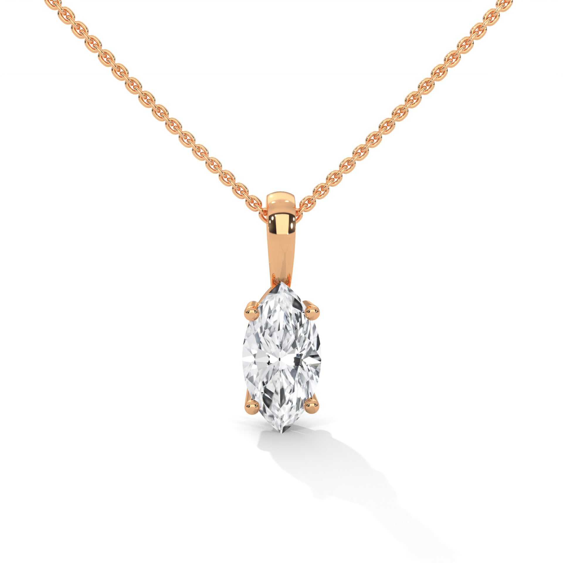 Ethereal Grace Marquise-Cut Diamond Pendant Necklace 1.25ct | 14K Gold |16”&18” Chain