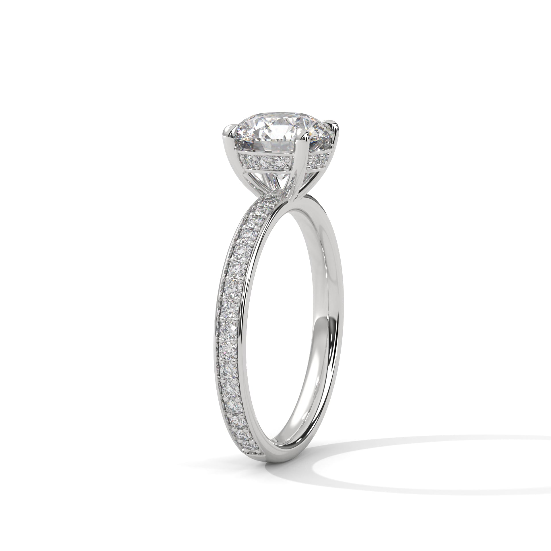 Lustrous Charm 1.5 CT Round-Cut Lab Grown Diamond Pave Ring | 1.96 CTW