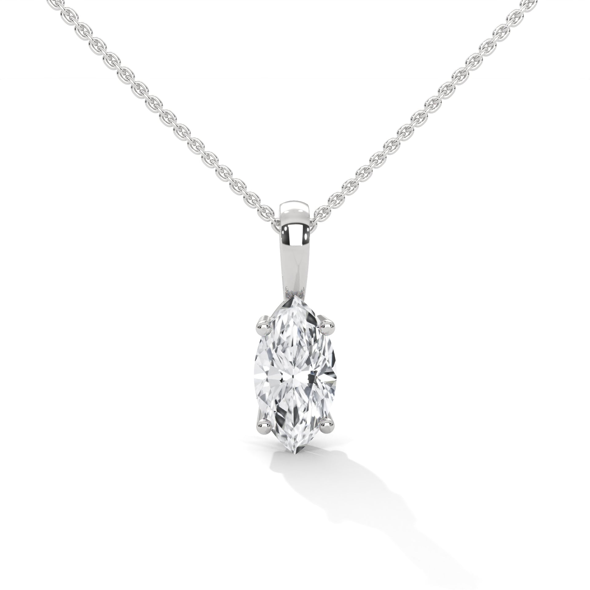 Ethereal Grace Marquise-Cut Diamond Pendant Necklace 1.25ct | 14K Gold |16”&18” Chain